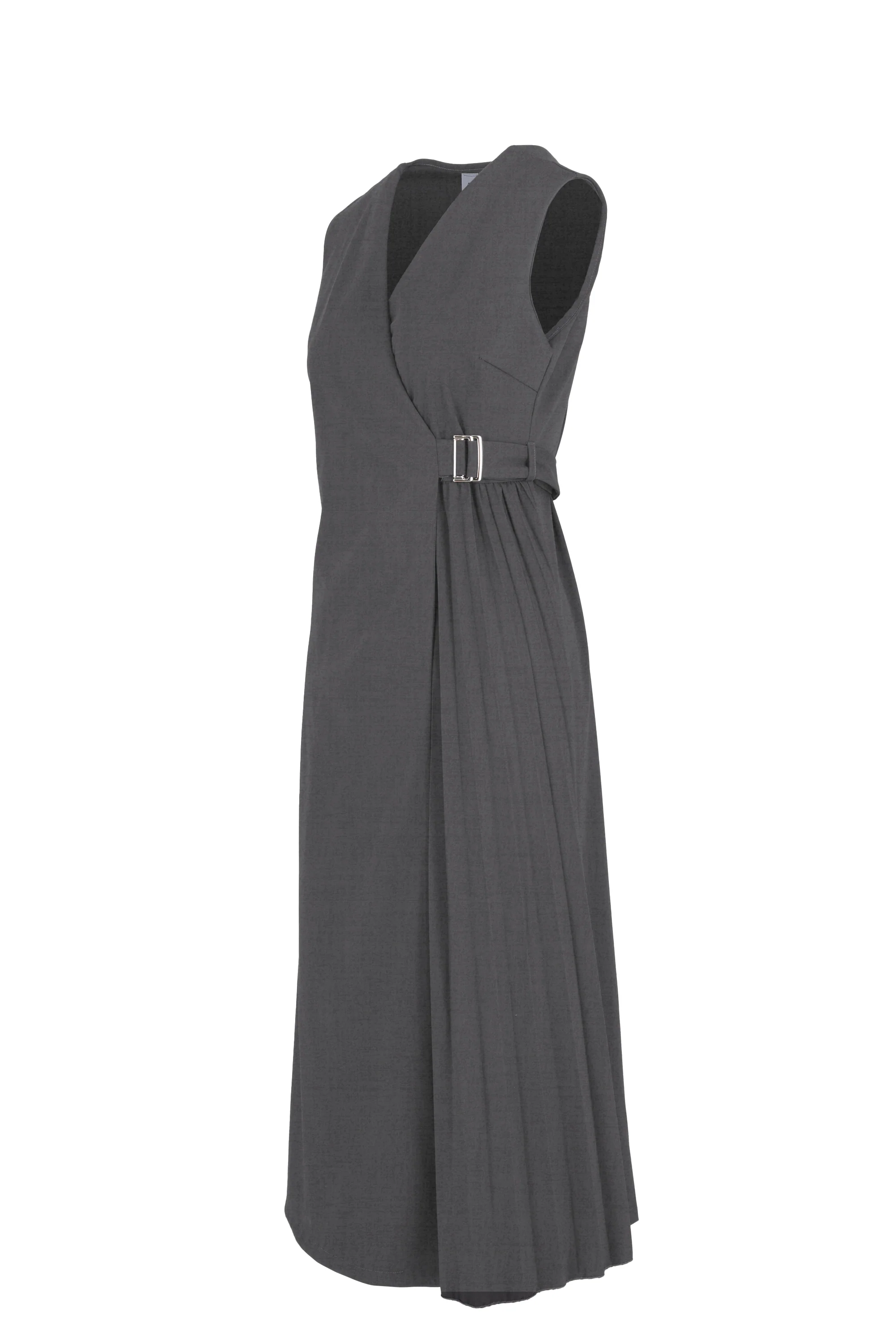 Abito lungo da donna a portafoglio in misto lana con cintura - Image 7