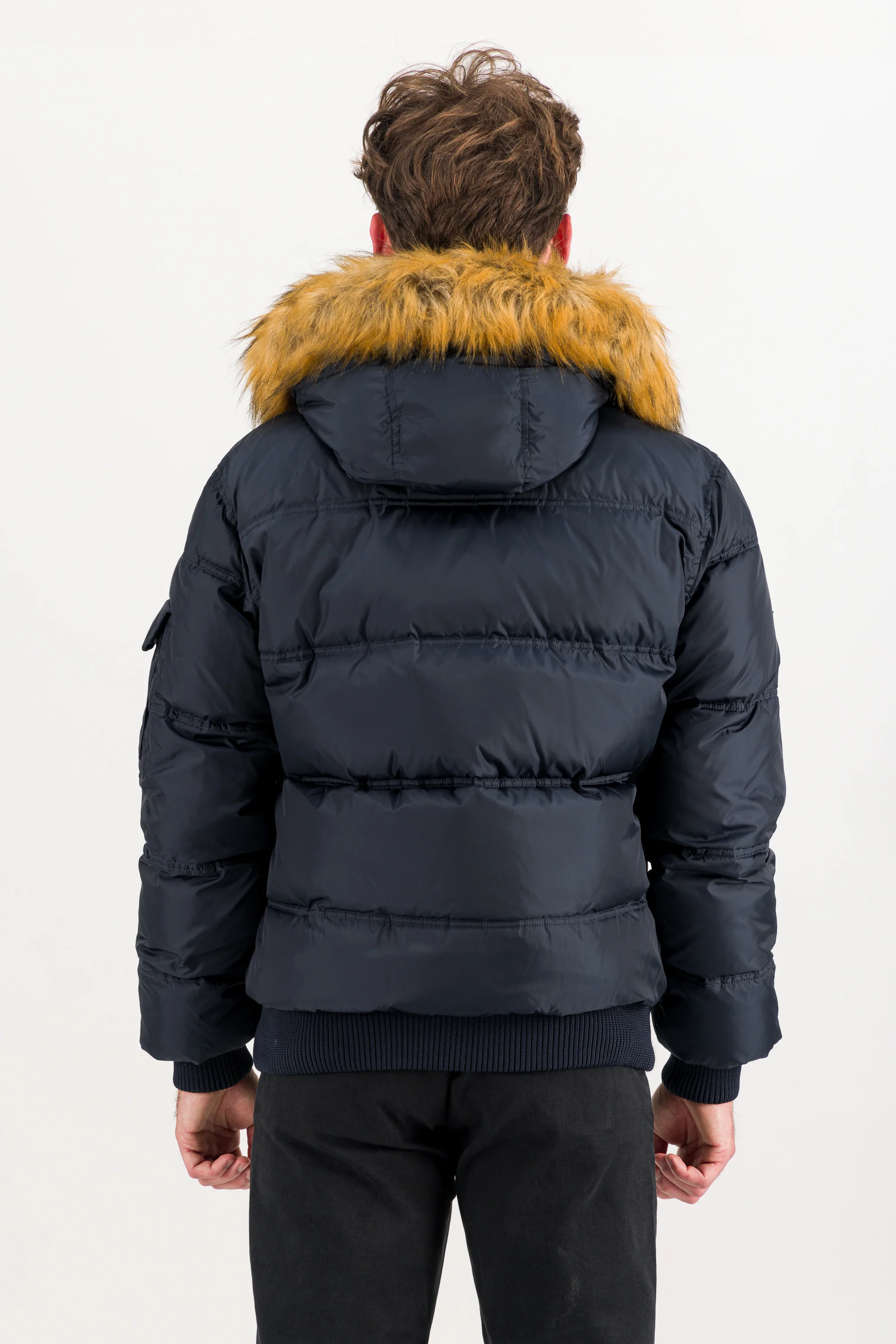 Bomber da Uomo Imbottito in Piuma con Bordo in Pelliccia - Image 15