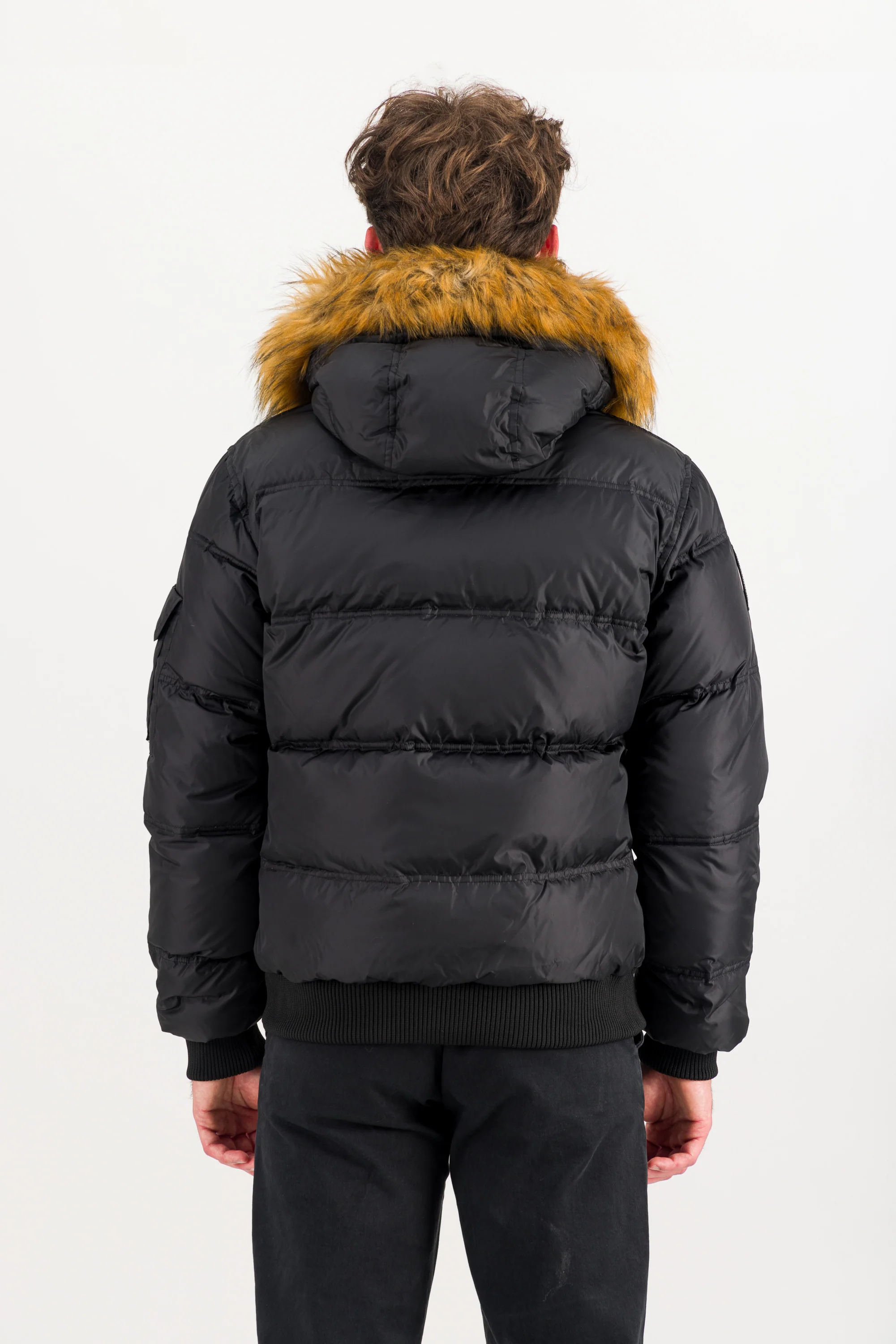 Bomber da Uomo Imbottito in Piuma con Bordo in Pelliccia - Image 8