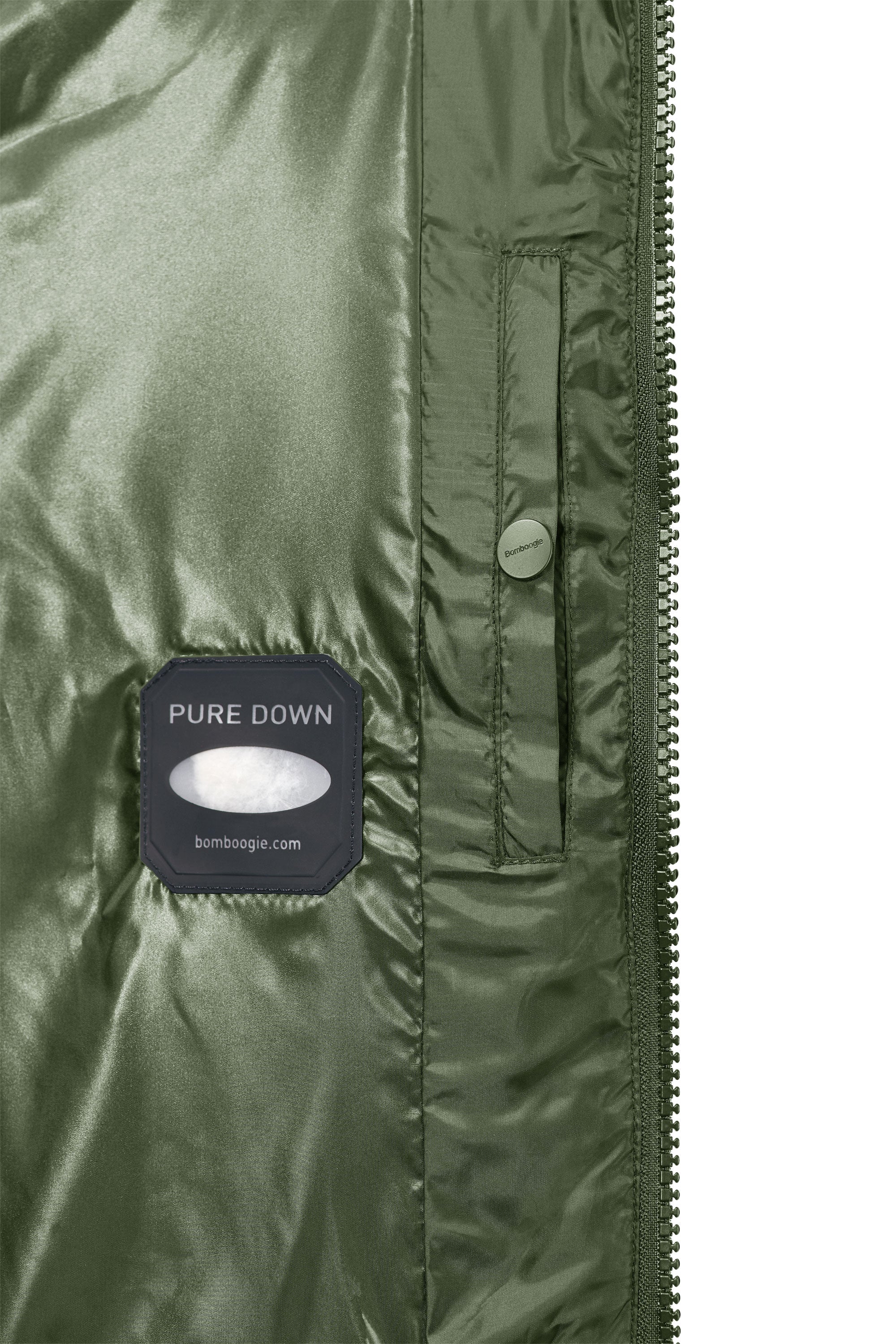 Bomber Imbottito in Piuma con Bordo Cappuccio in Vera Pelliccia Nera - Image 20