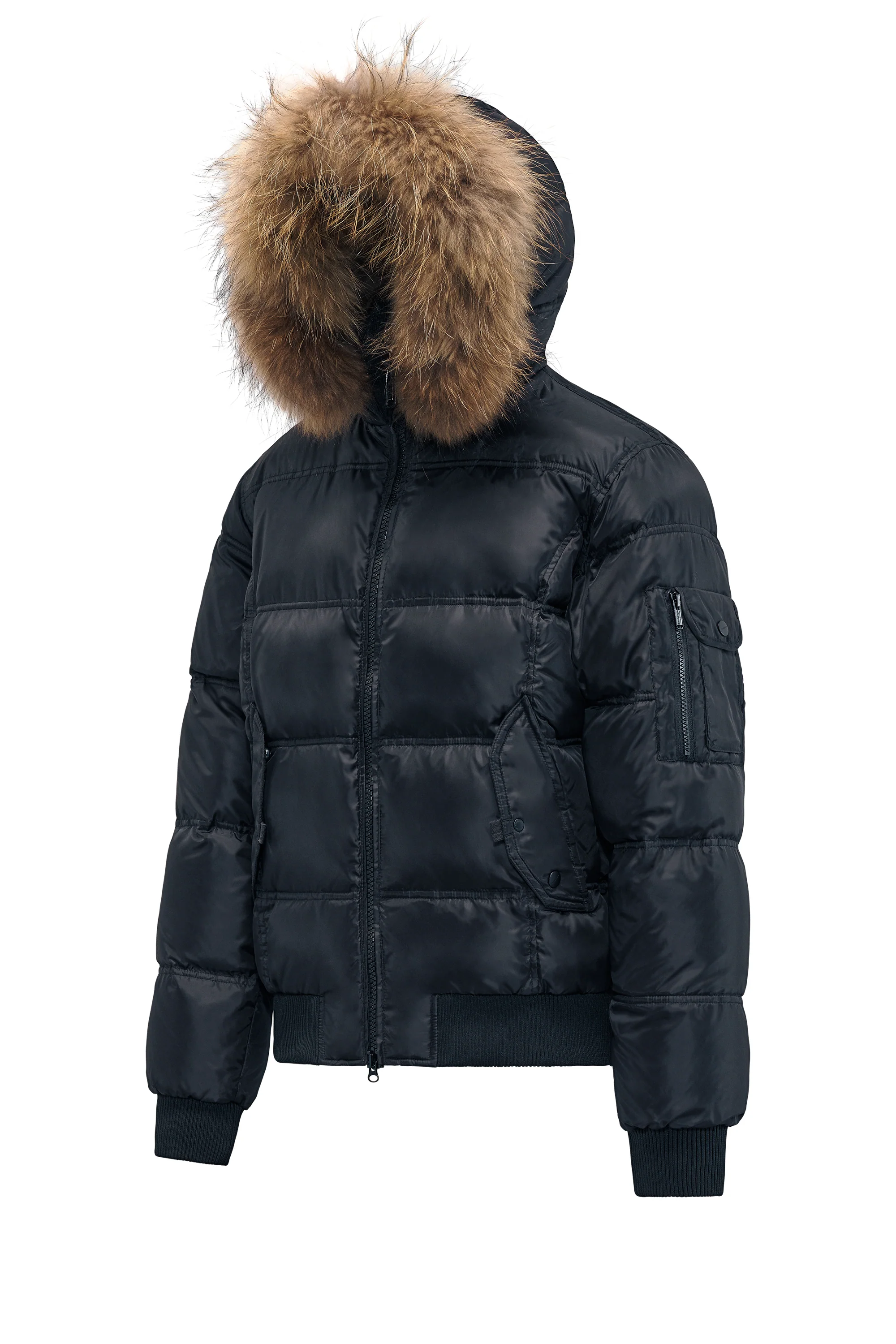 Bomber Imbottito in Piuma con Bordo in Pelliccia Folta - Image 10