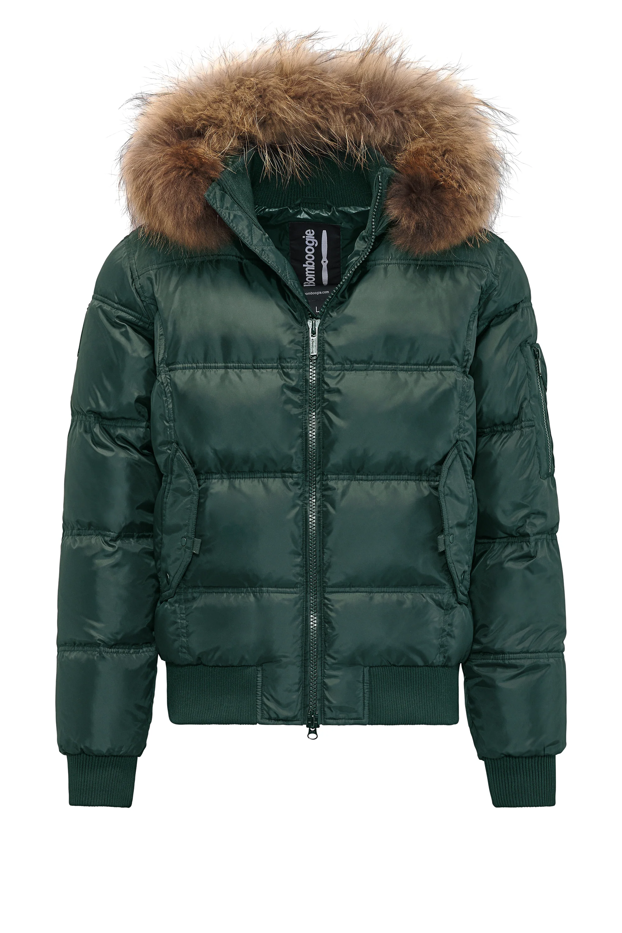 Bomber Imbottito in Piuma con Bordo in Pelliccia Folta - Image 13