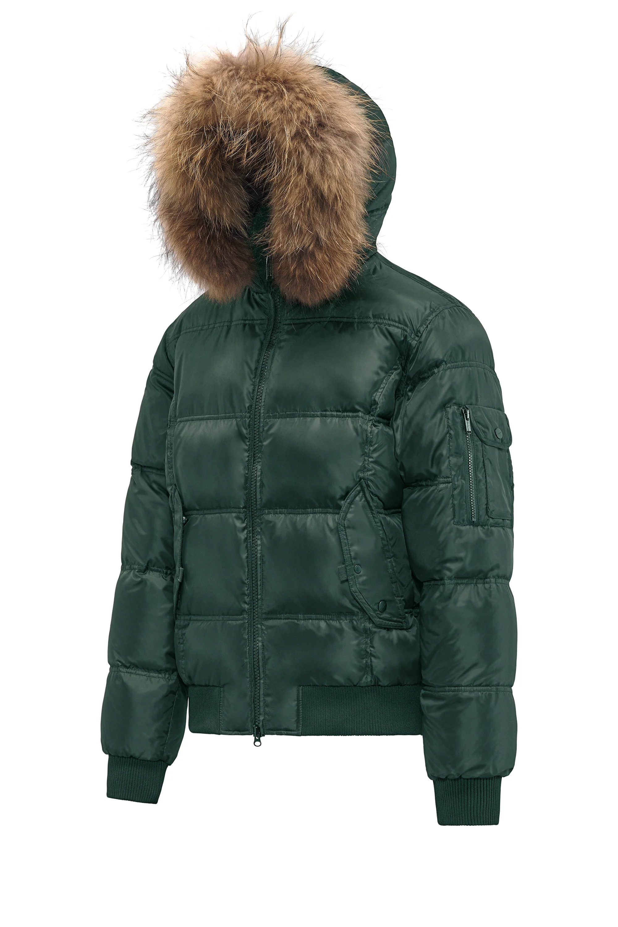 Bomber Imbottito in Piuma con Bordo in Pelliccia Folta - Image 14