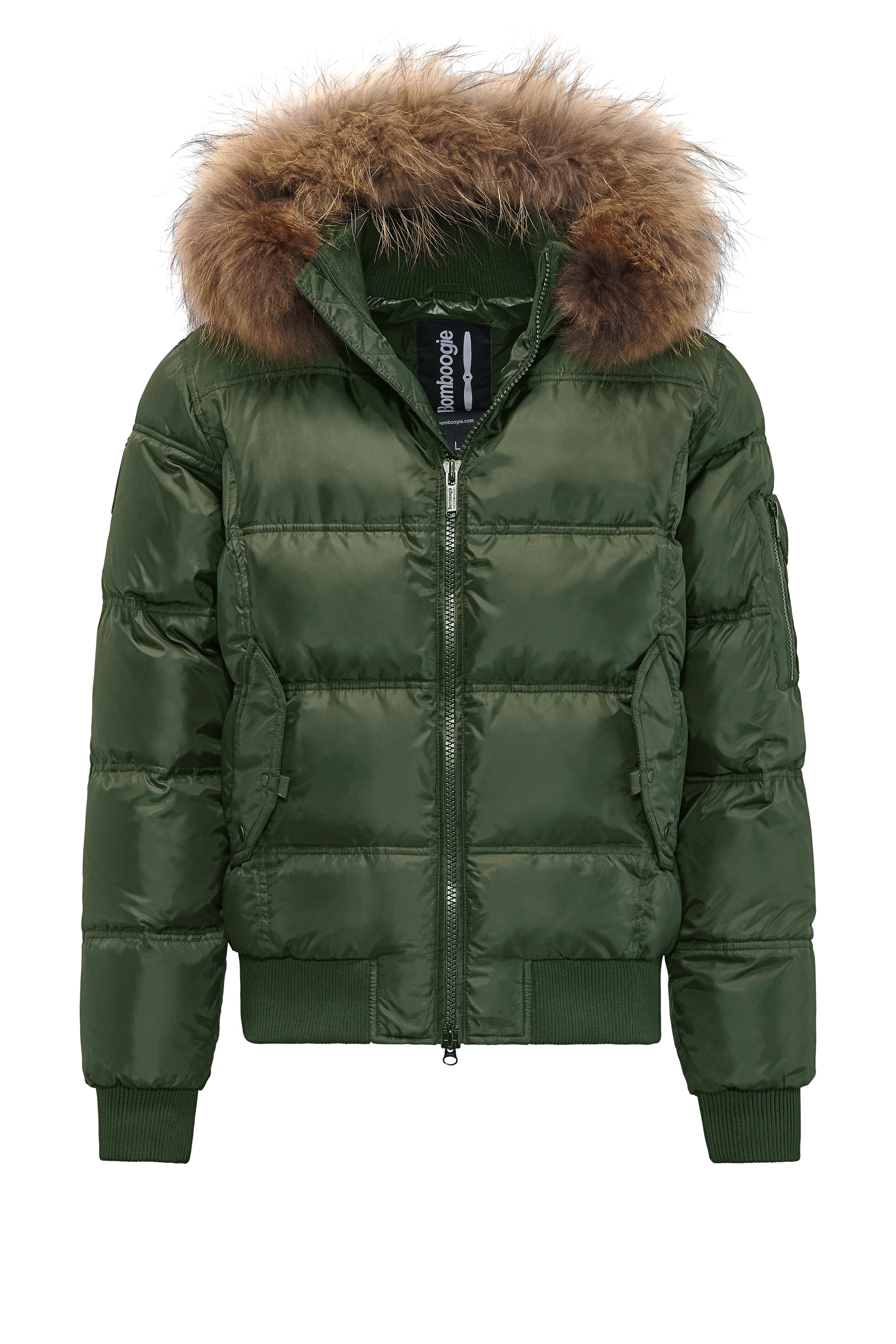 Bomber Imbottito in Piuma con Bordo in Pelliccia Folta - Image 17