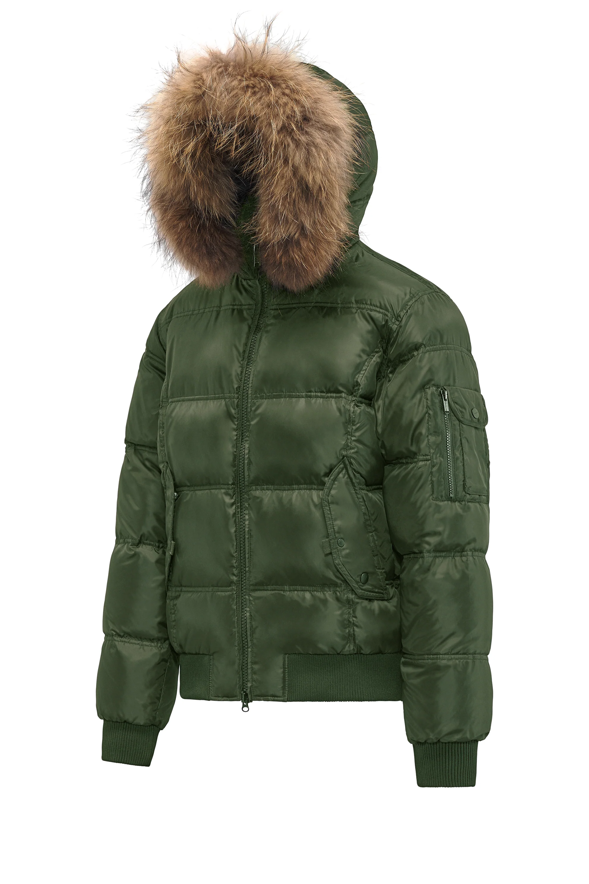 Bomber Imbottito in Piuma con Bordo in Pelliccia Folta - Image 18