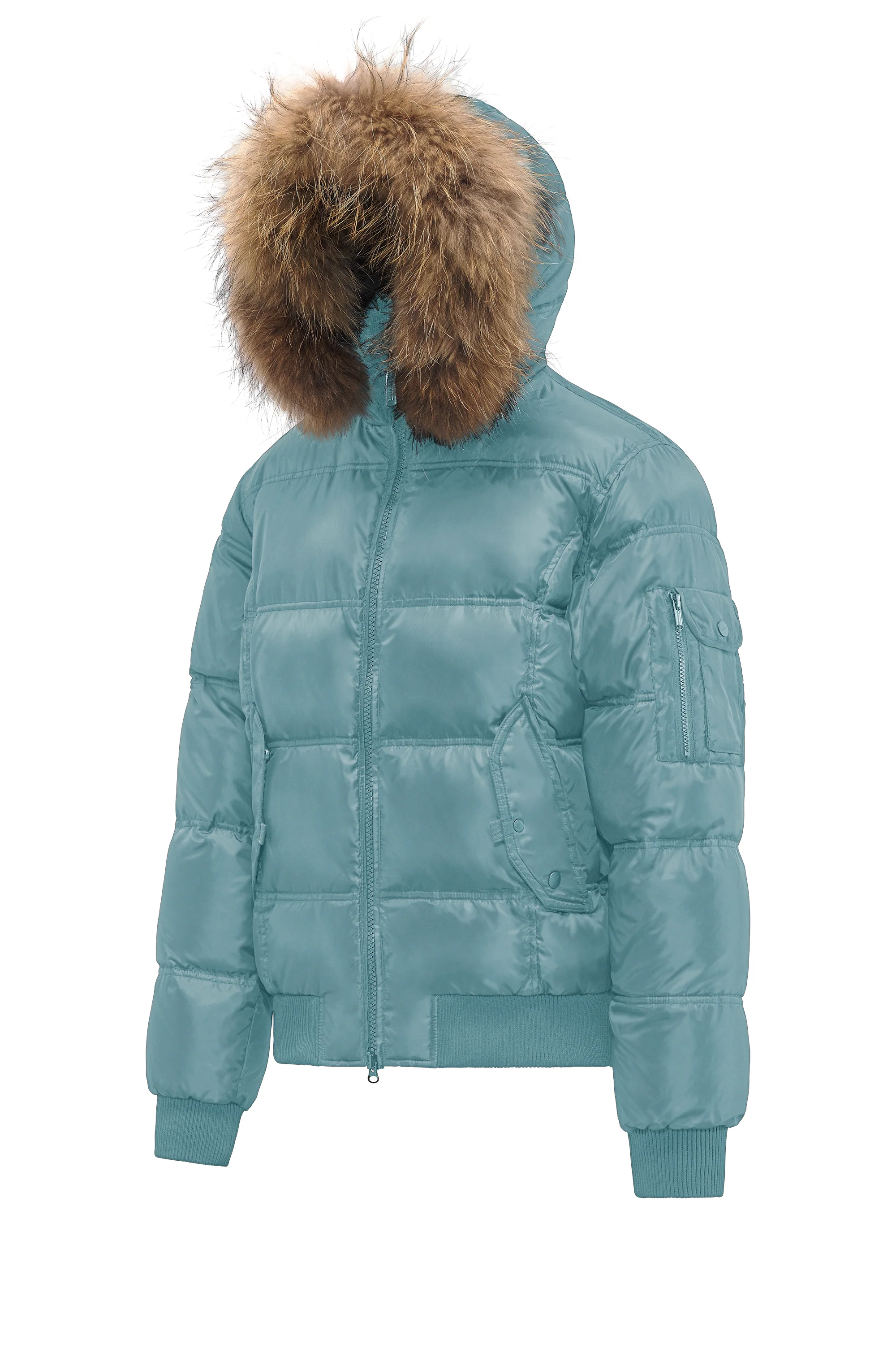 Bomber Imbottito in Piuma con Bordo in Pelliccia Folta - Image 6