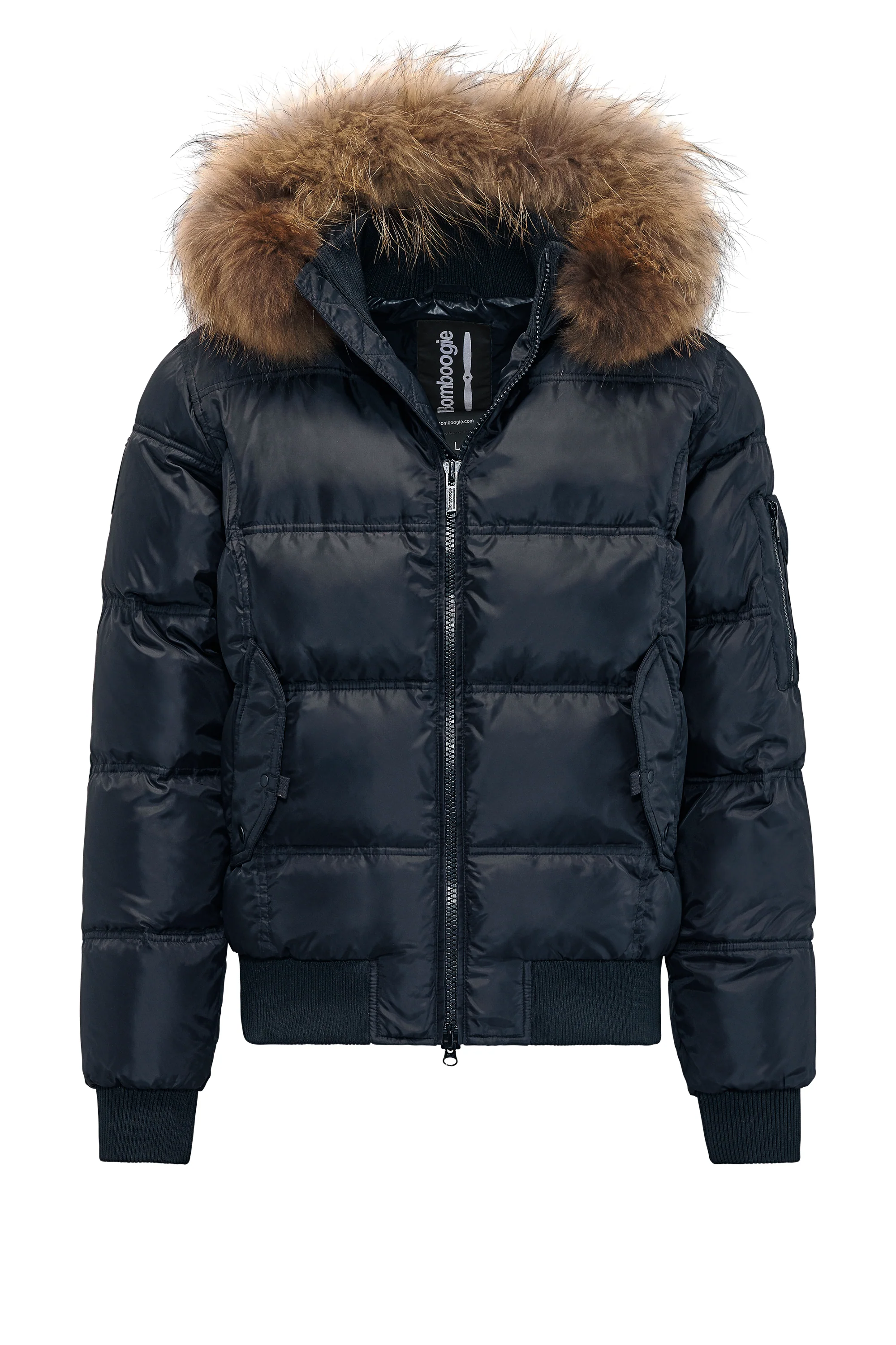 Bomber Imbottito in Piuma con Bordo in Pelliccia Folta - Image 9
