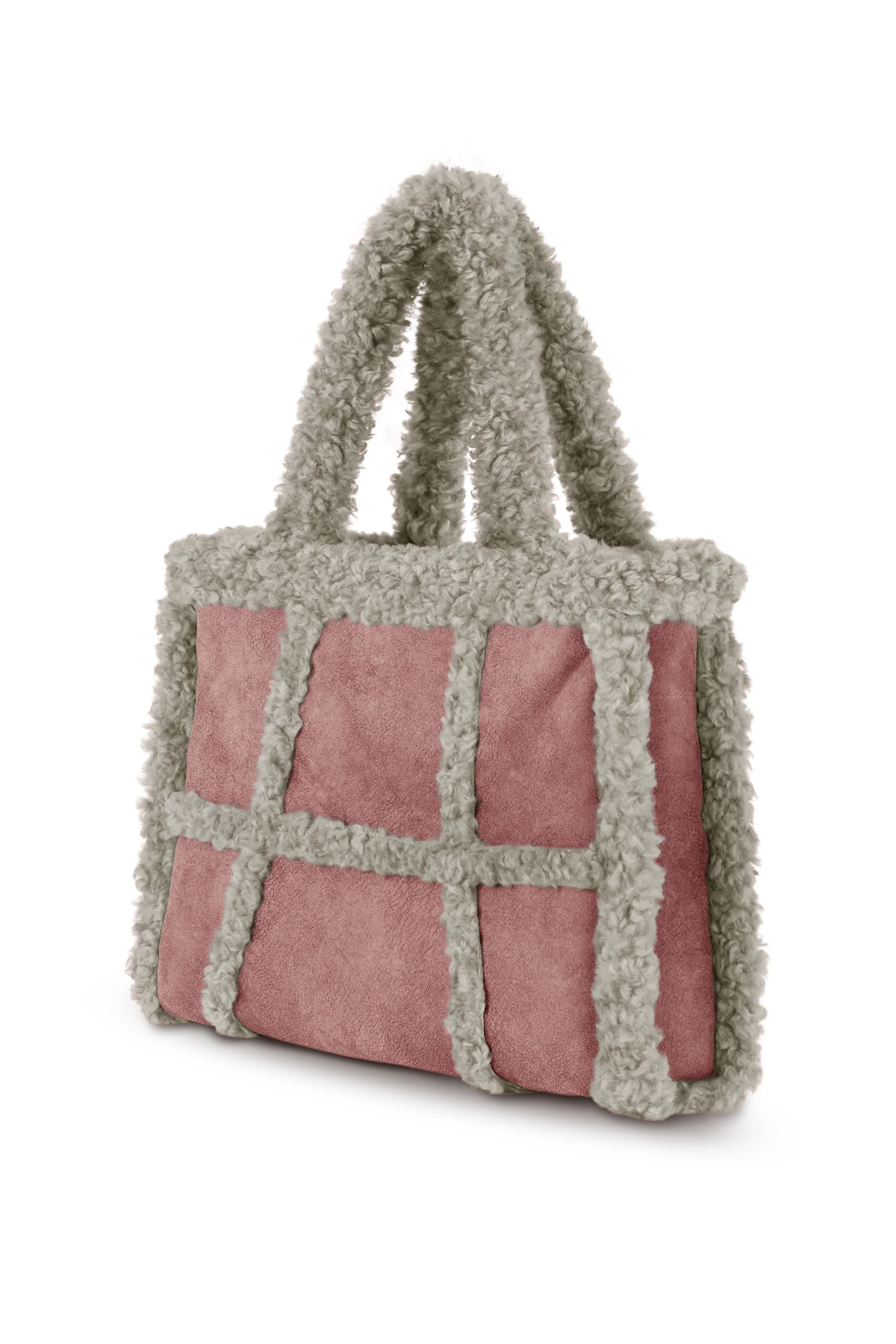Borsa tote in tessuto scamosciato effetto shearling - Image 12