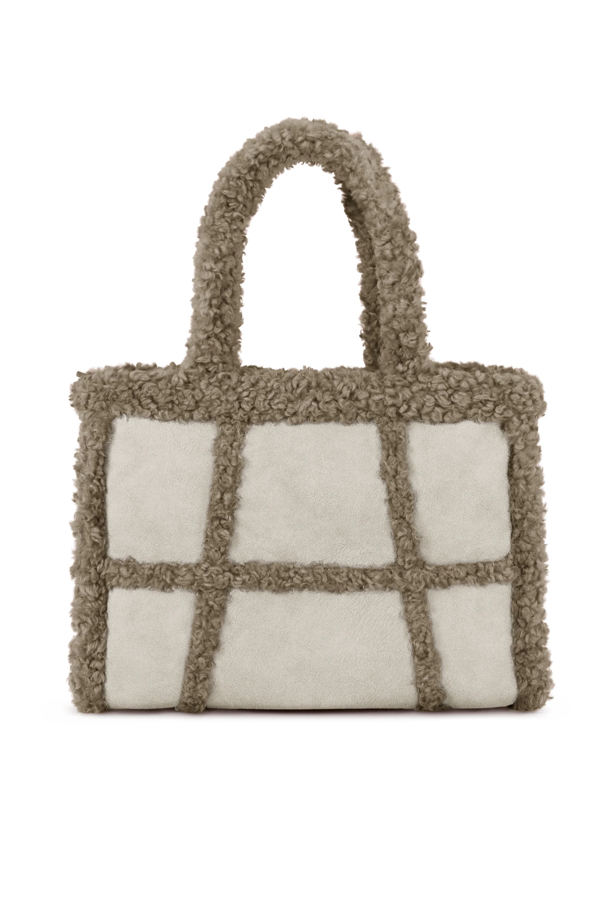 Borsa tote in tessuto scamosciato effetto shearling - Image 3