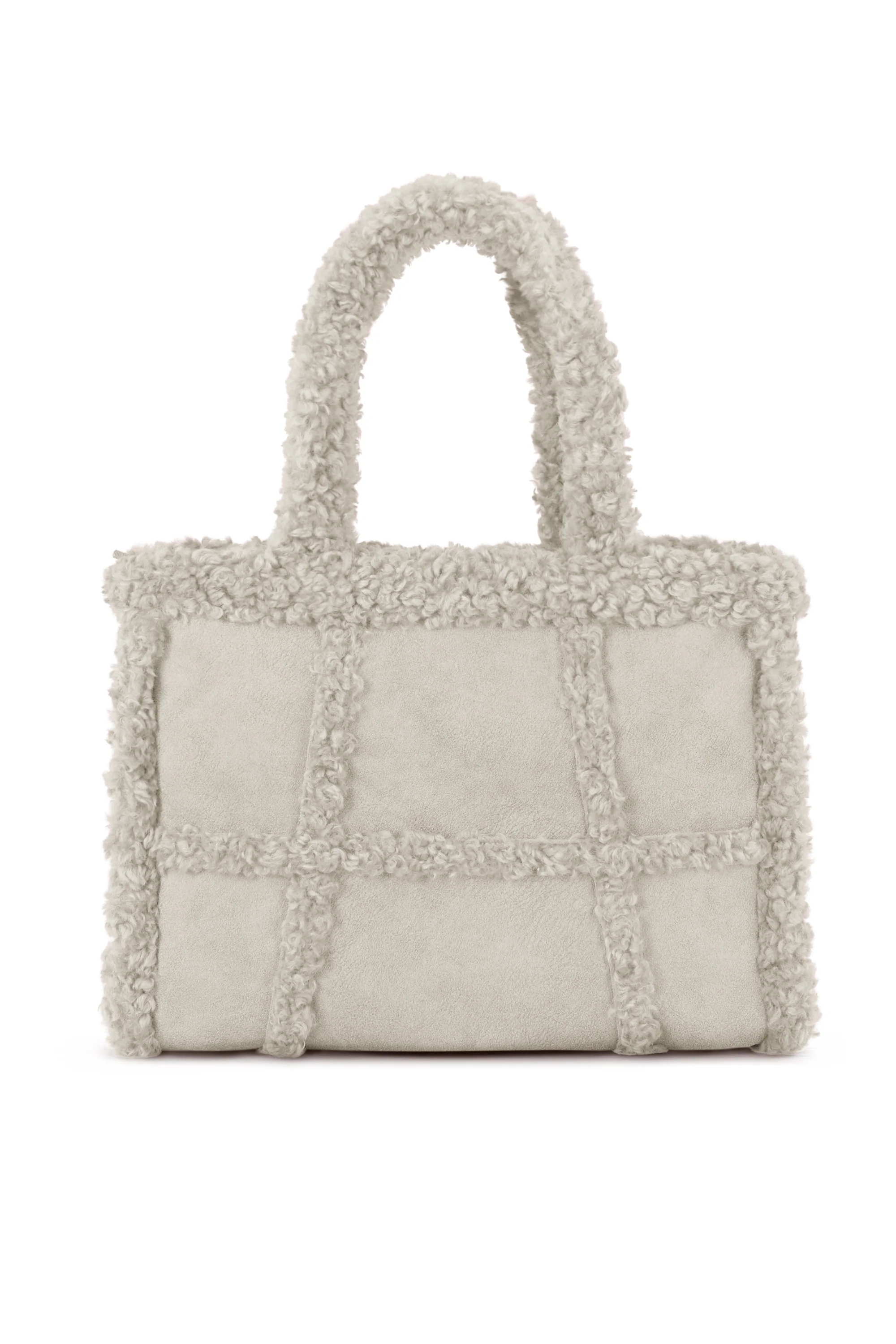 Borsa tote in tessuto scamosciato effetto shearling - Image 5