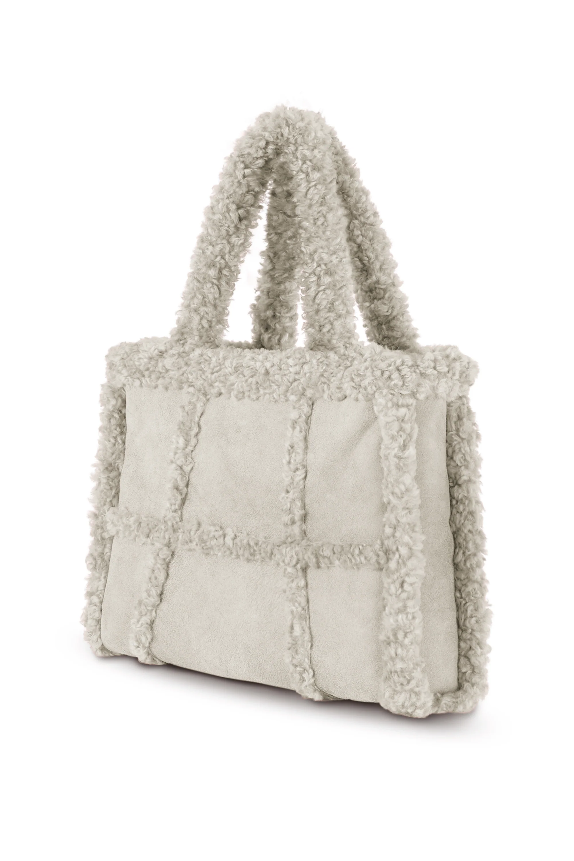 Borsa tote in tessuto scamosciato effetto shearling - Image 6