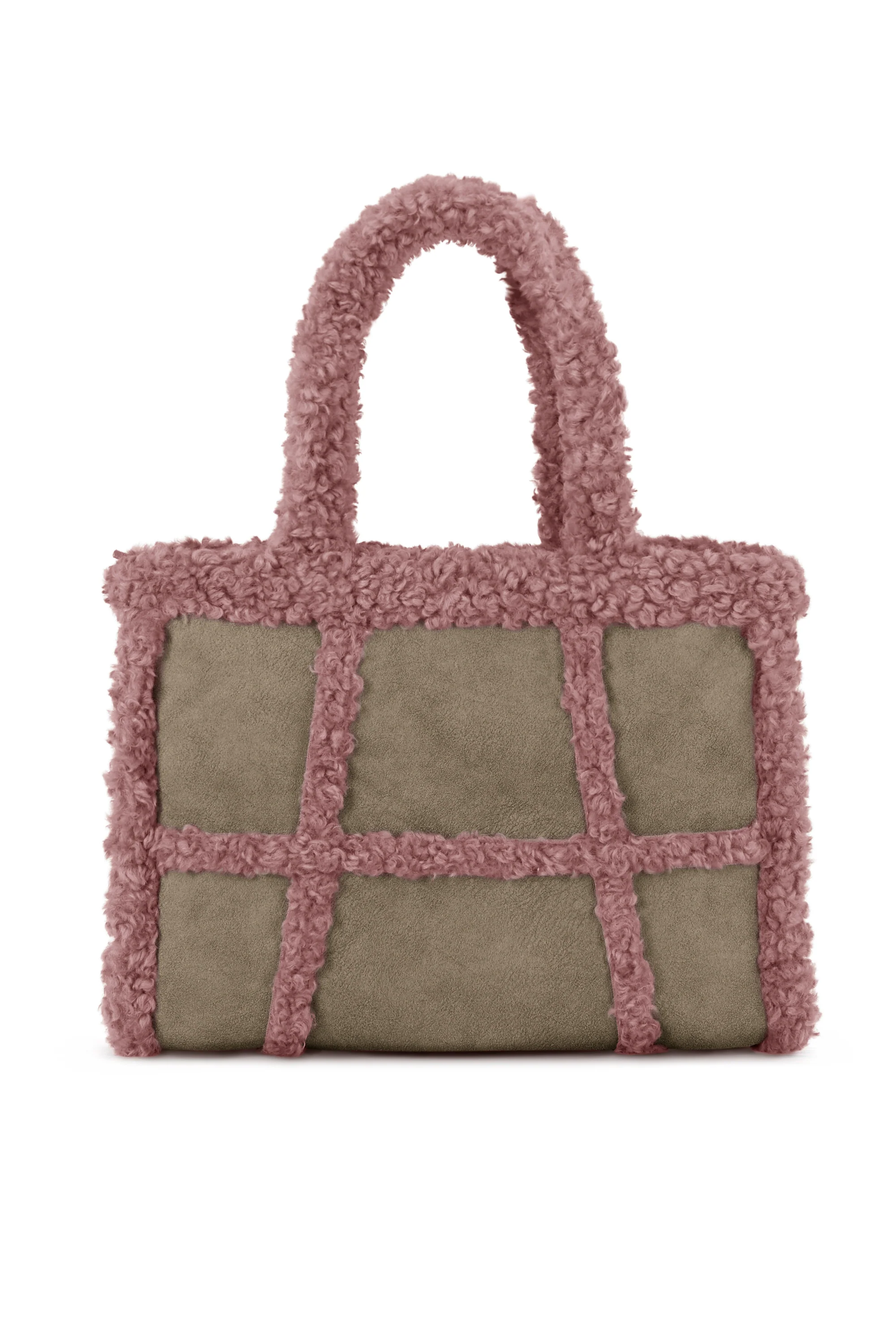 Borsa tote in tessuto scamosciato effetto shearling - Image 7