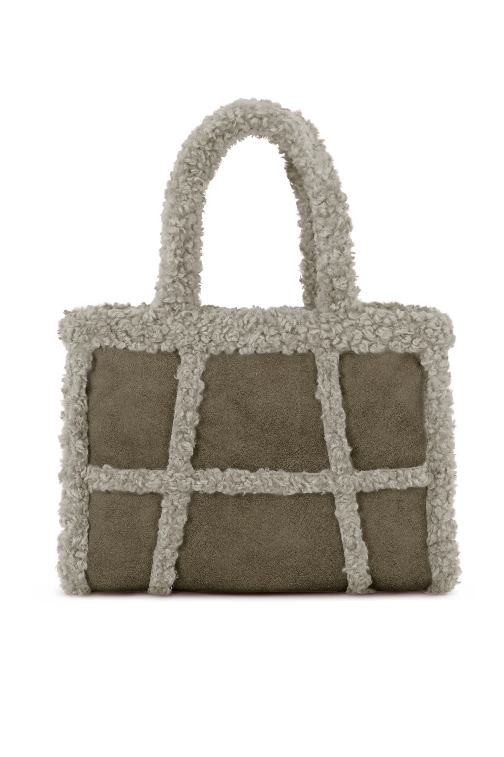 Borsa tote in tessuto scamosciato effetto shearling - Image 9