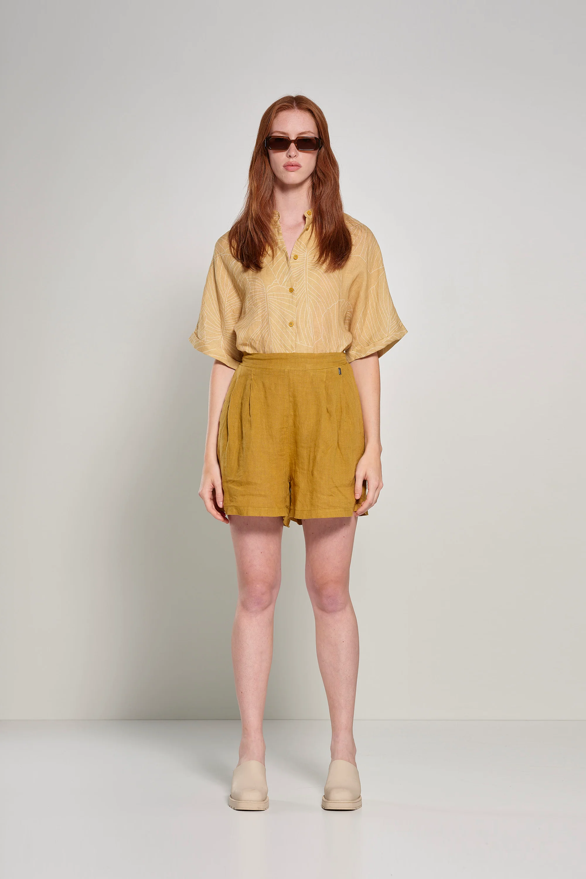 Camicia in lino con colletto alla coreana - Image 20