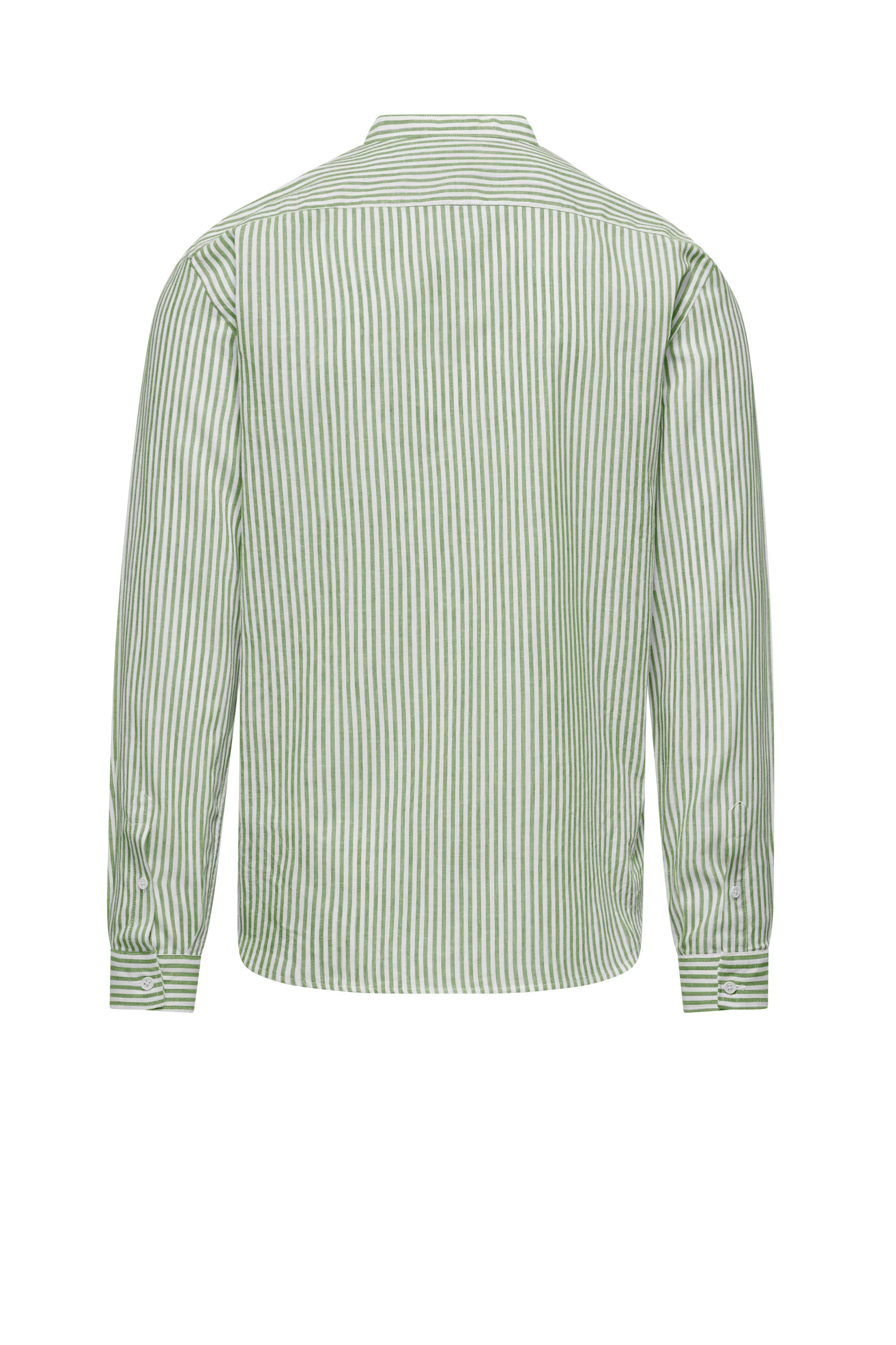 Camicia in Lino/Cotone a Righe con Collo alla Coreana - Image 14