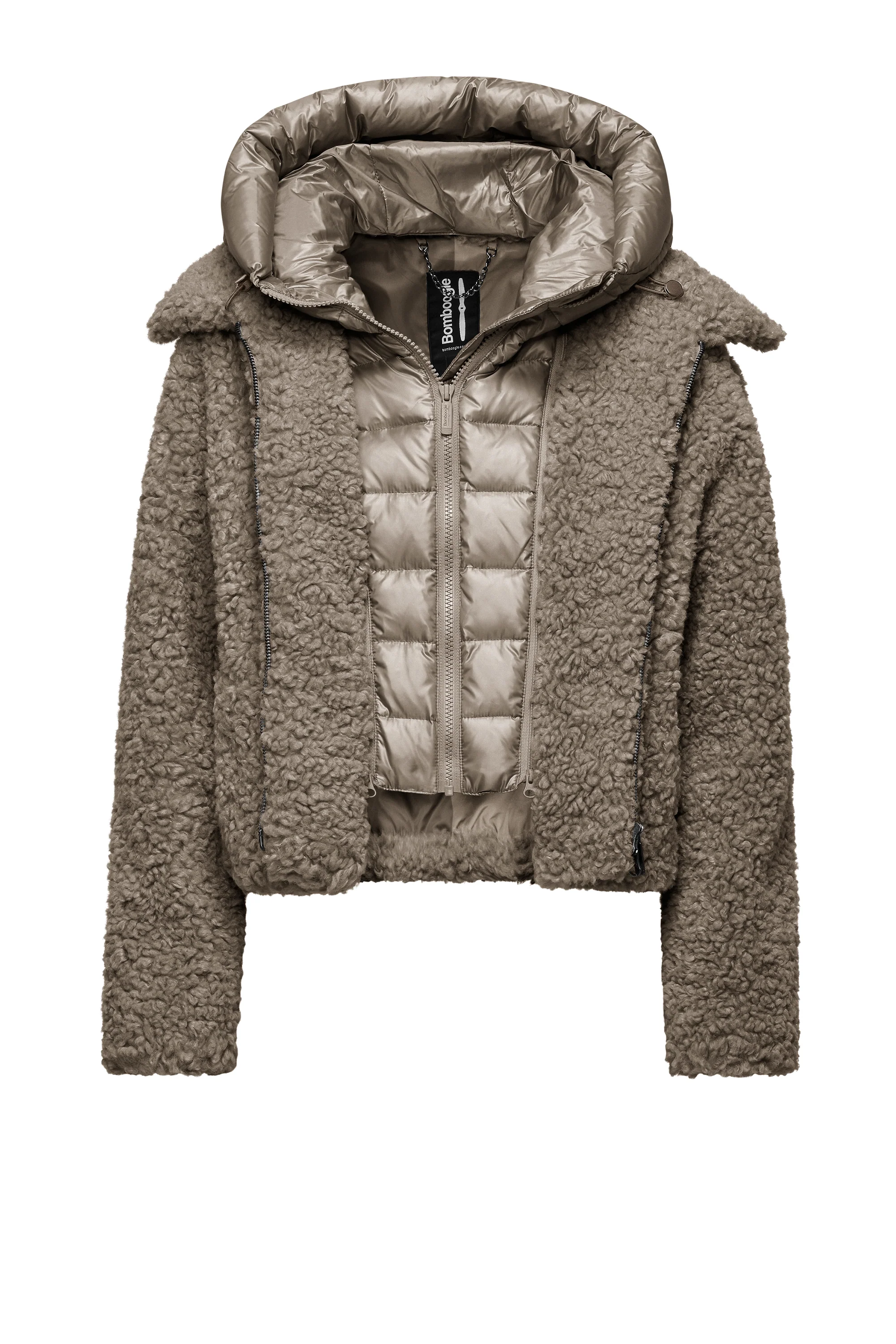 Cappotto corto bimaterico con cappuccio staccabile - Image 19
