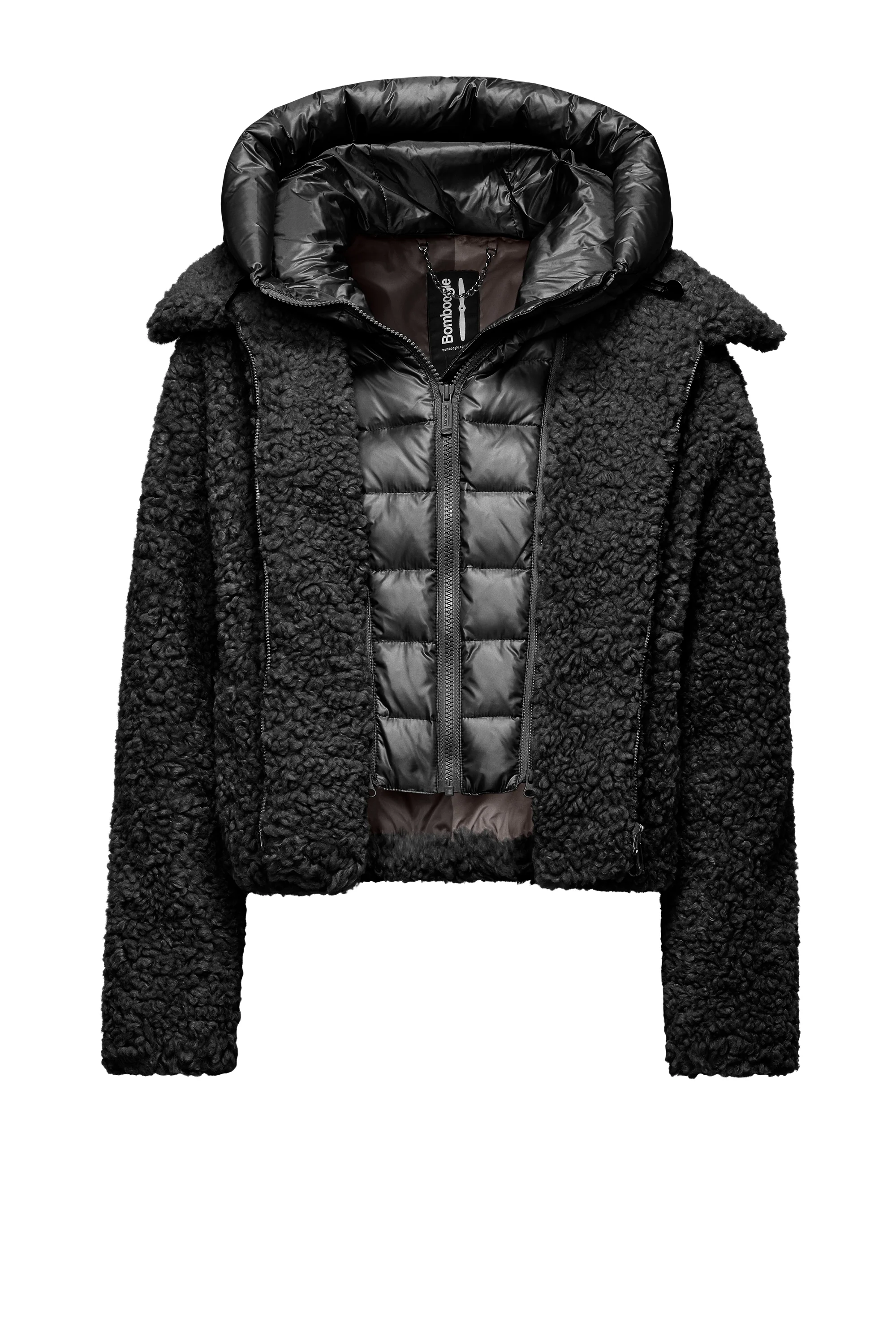 Cappotto corto bimaterico con cappuccio staccabile - Image 4