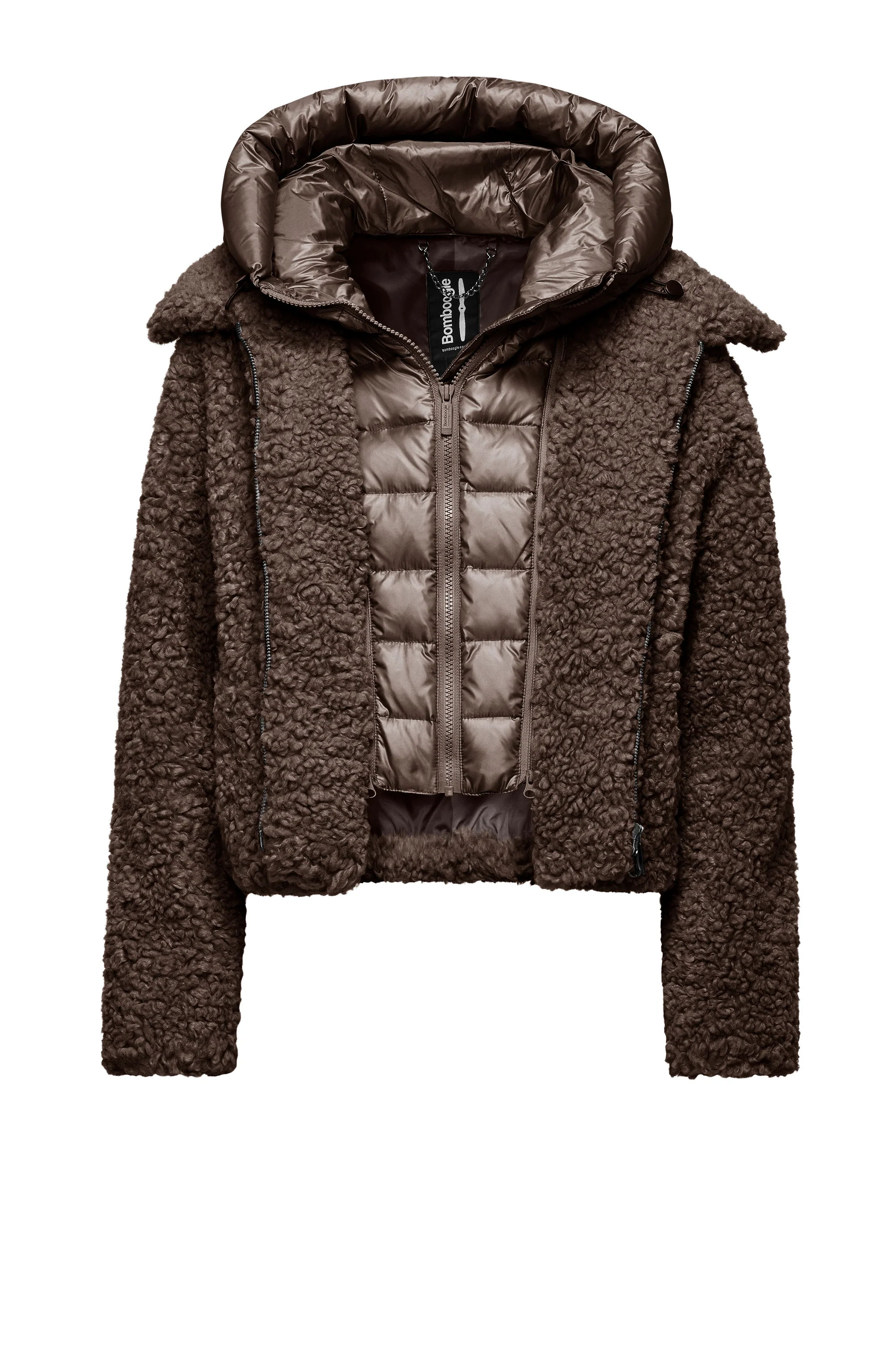 Cappotto corto bimaterico con cappuccio staccabile - Image 9
