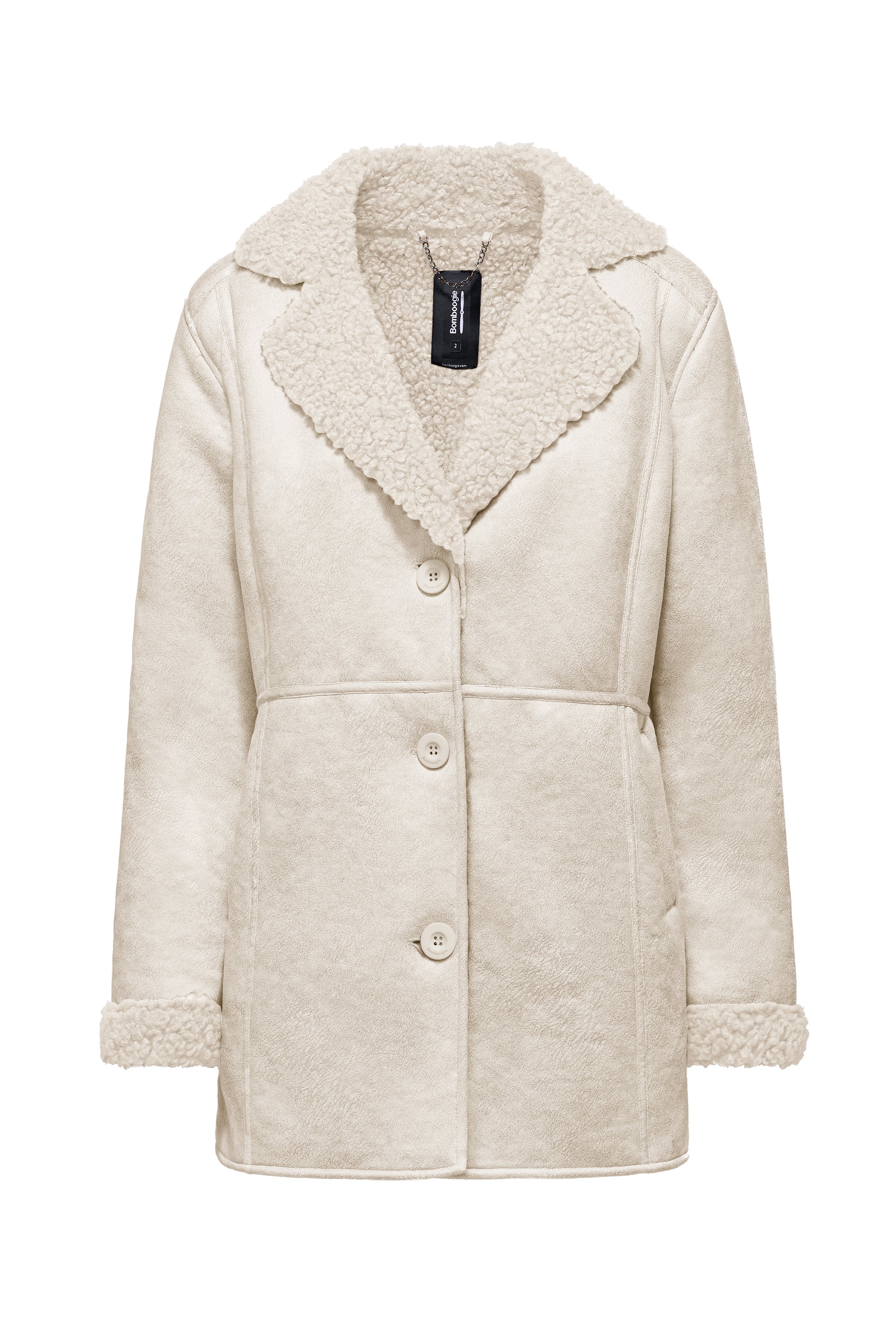 Cappotto effetto shearling con revers e polsini in ecopelliccia - Image 11