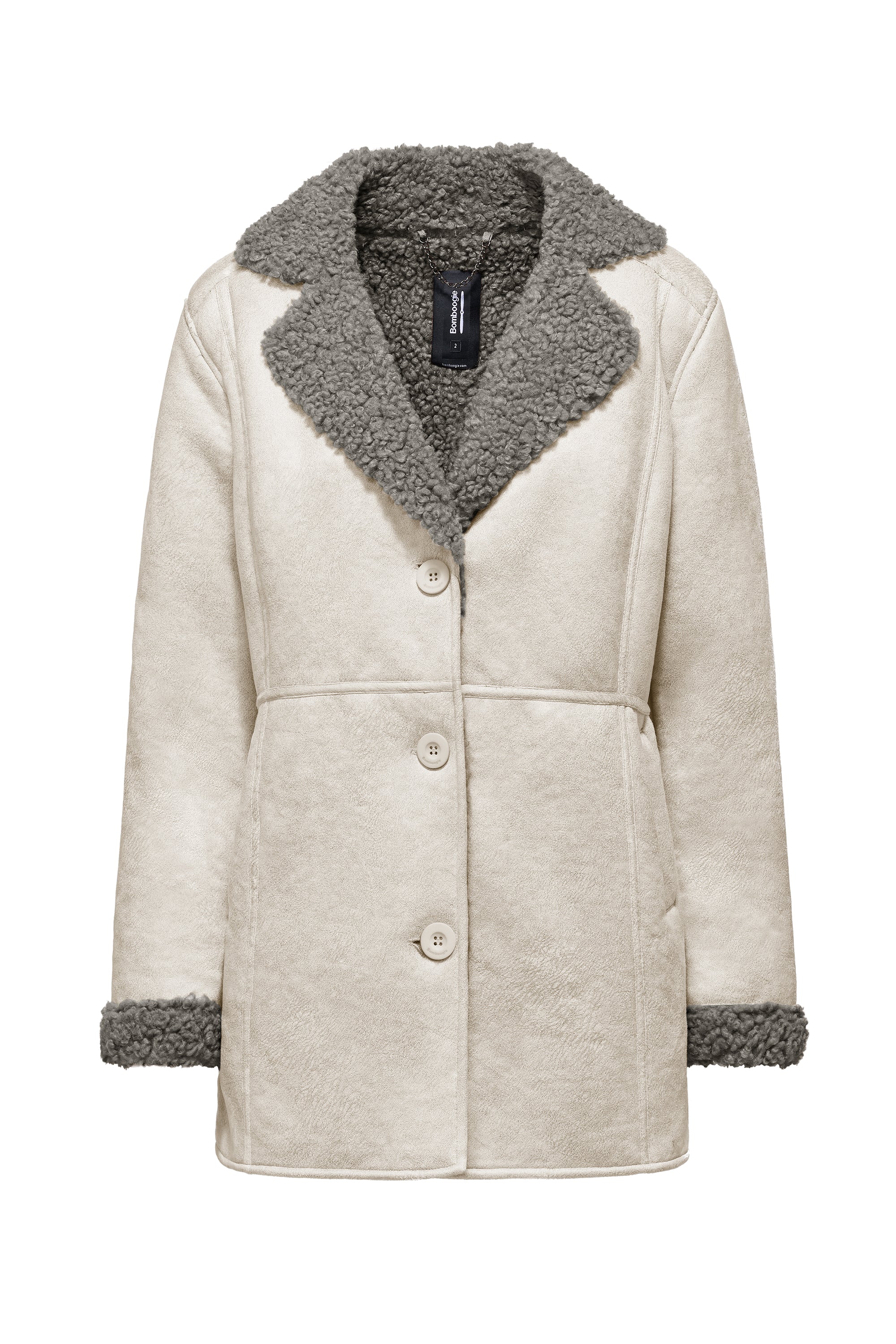 Cappotto effetto shearling con revers e polsini in ecopelliccia - Image 6