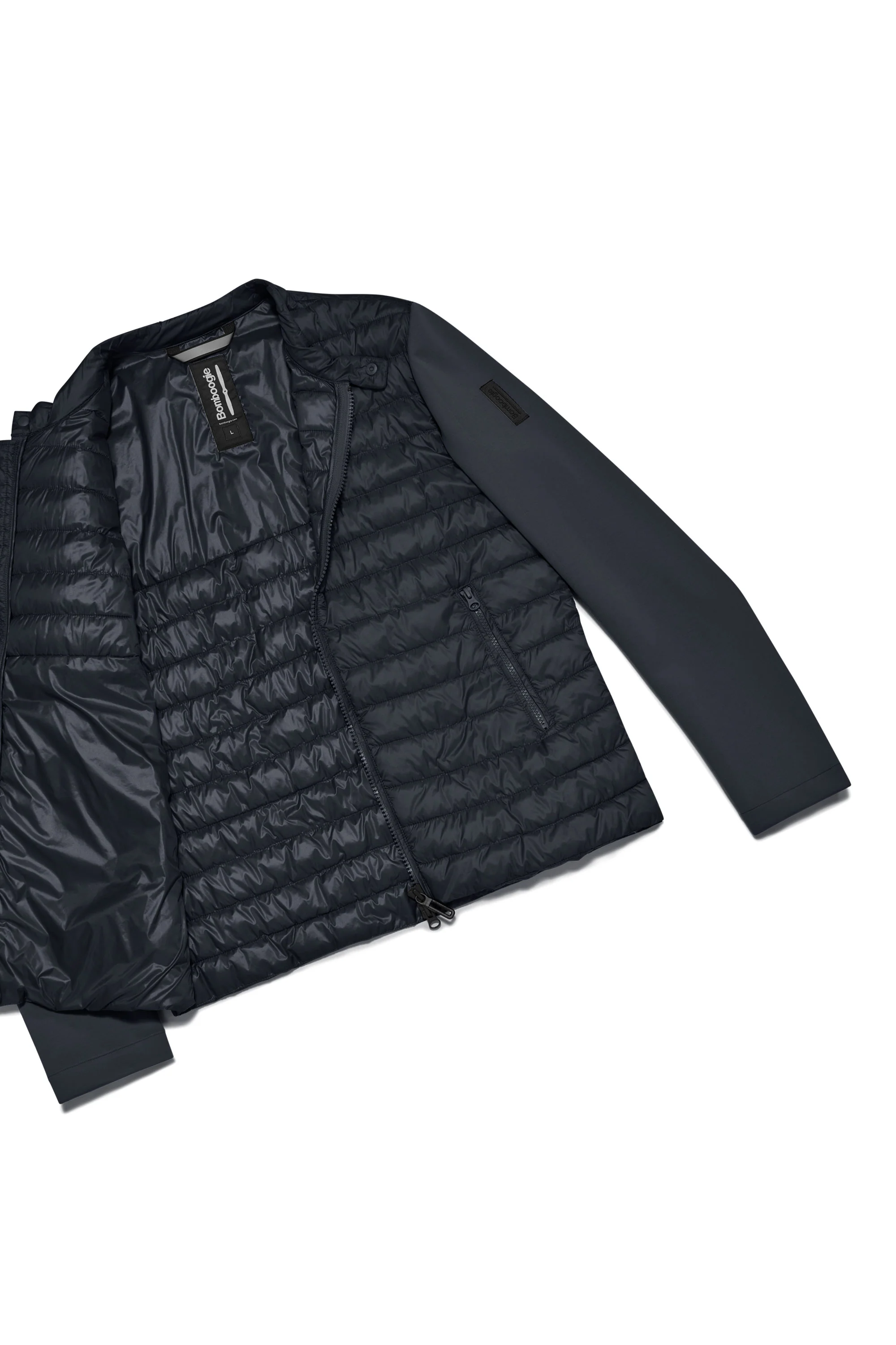 Giacca bimaterica in nylon e maglia - Image 10
