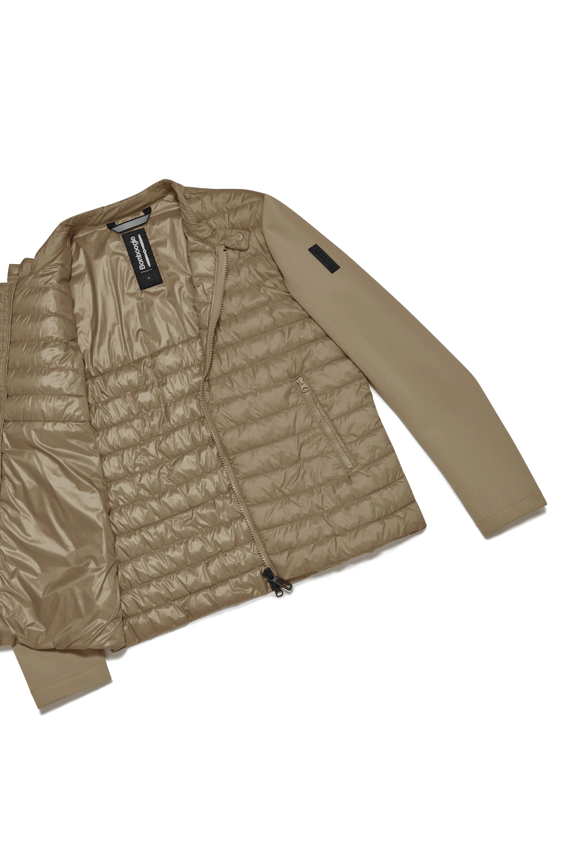 Giacca bimaterica in nylon e maglia - Image 4