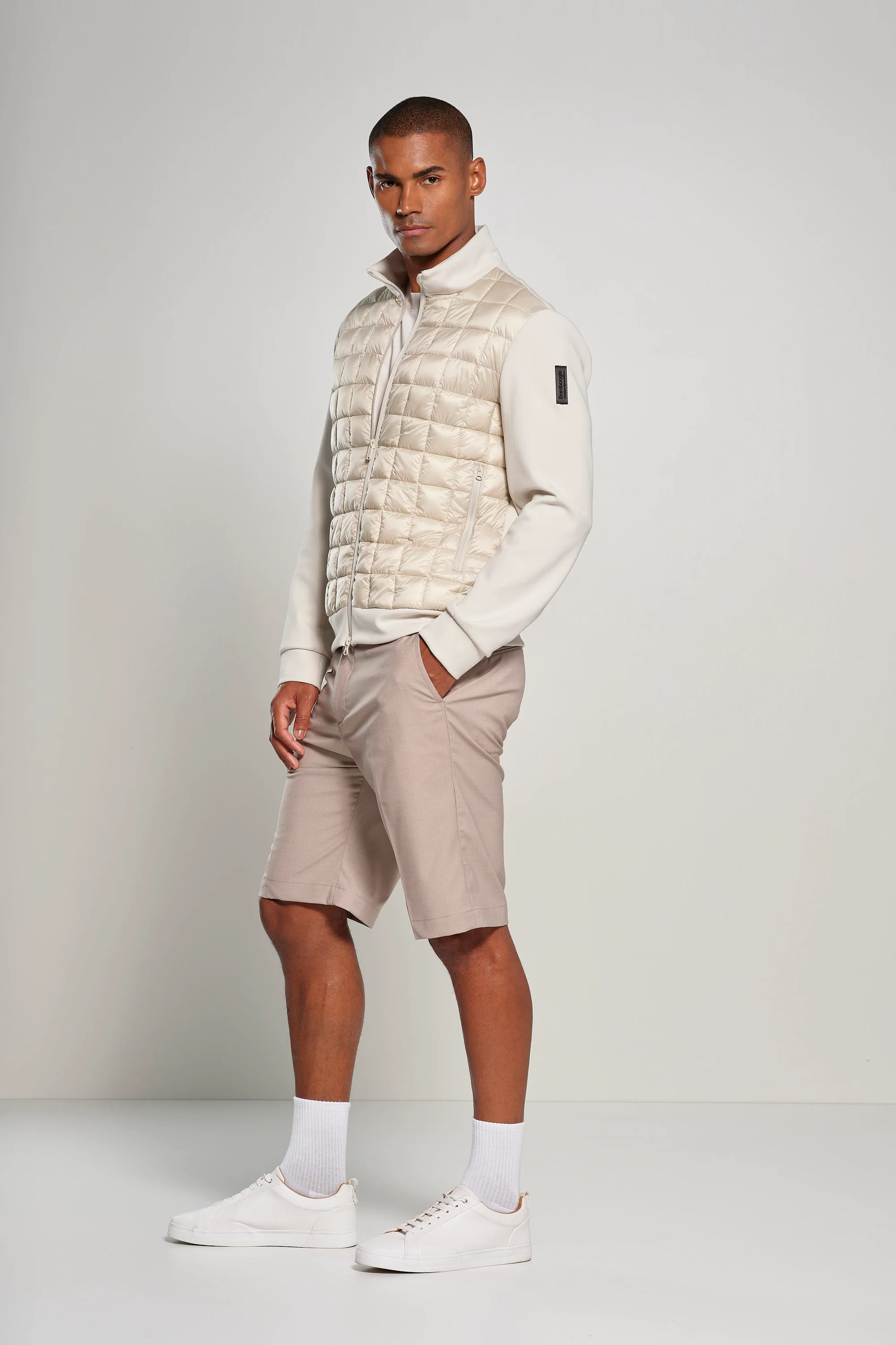 Giacca bimaterica in nylon e maglia - Image 11
