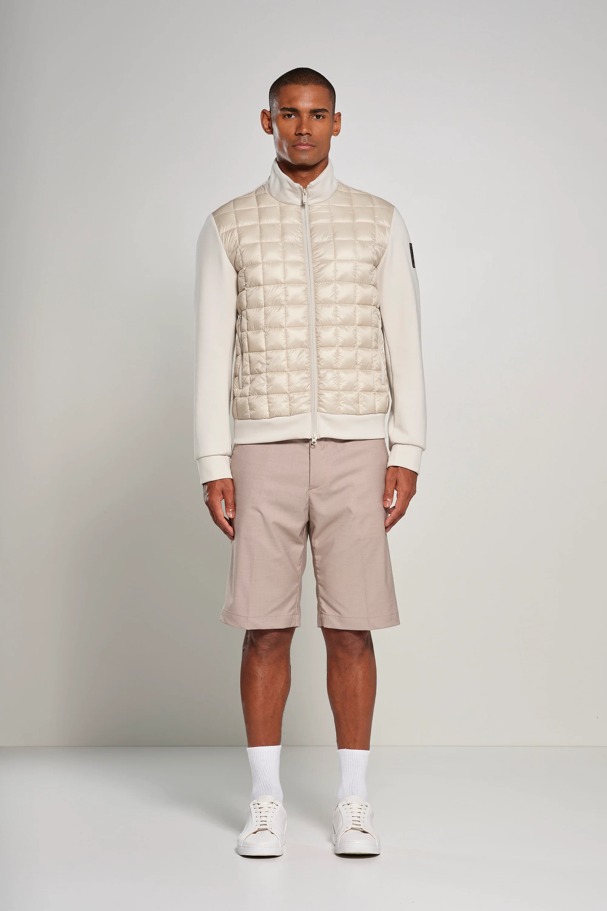 Giacca bimaterica in nylon e maglia - Image 18