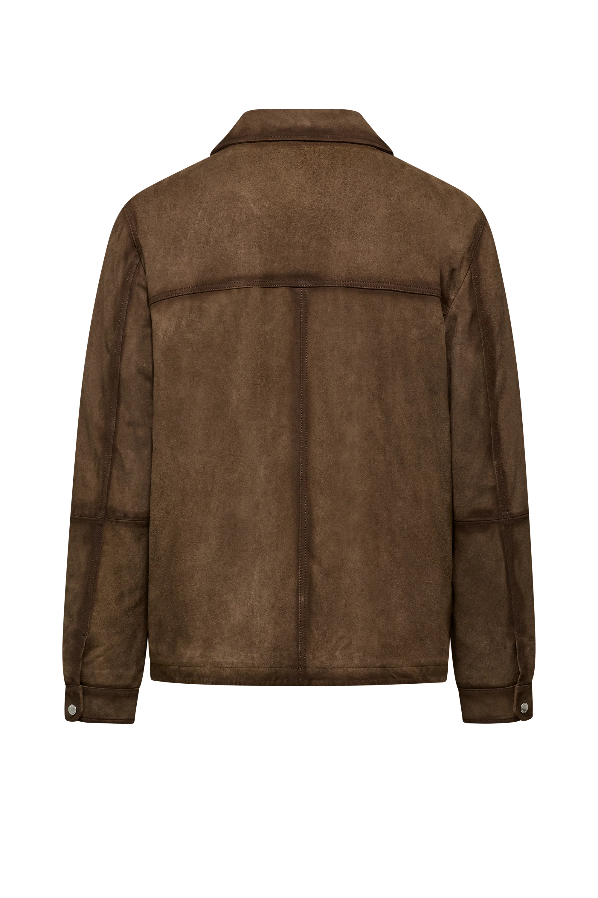 Giacca-camicia in pelle con colletto e tasche - Image 3