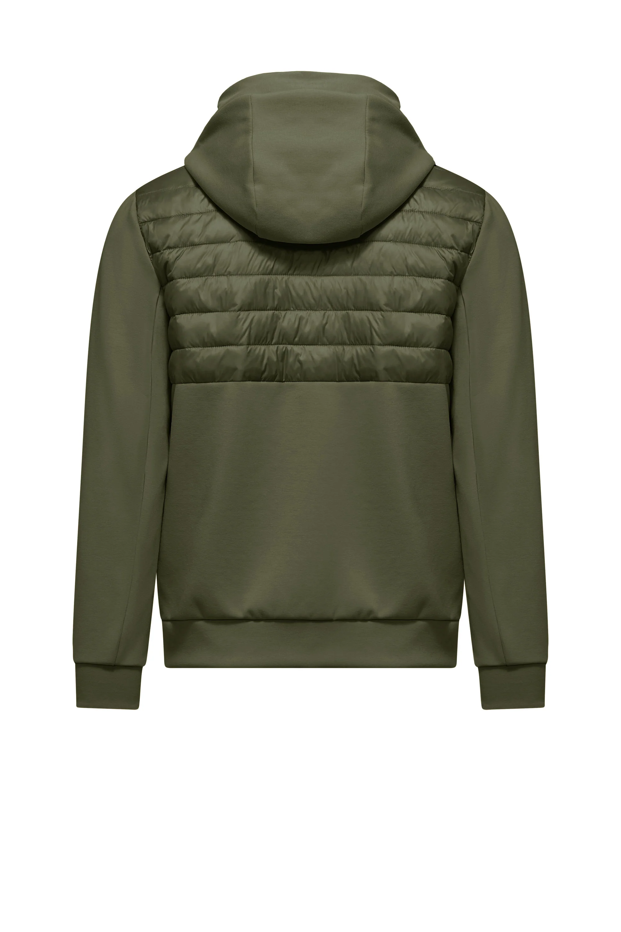 Giacca con cappuccio bimaterica in nylon e maglia - Image 15