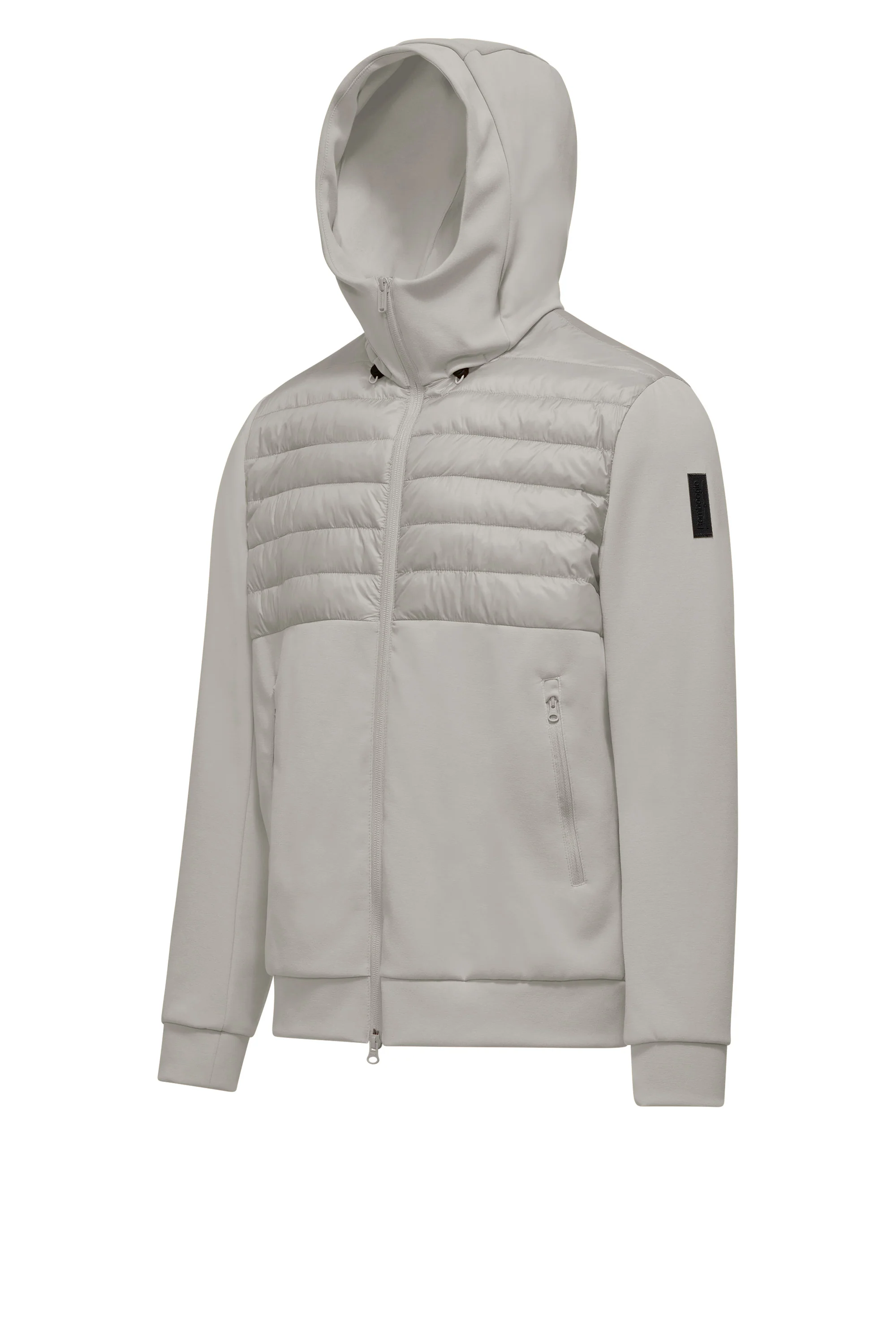 Giacca con cappuccio bimaterica in nylon e maglia - Image 20