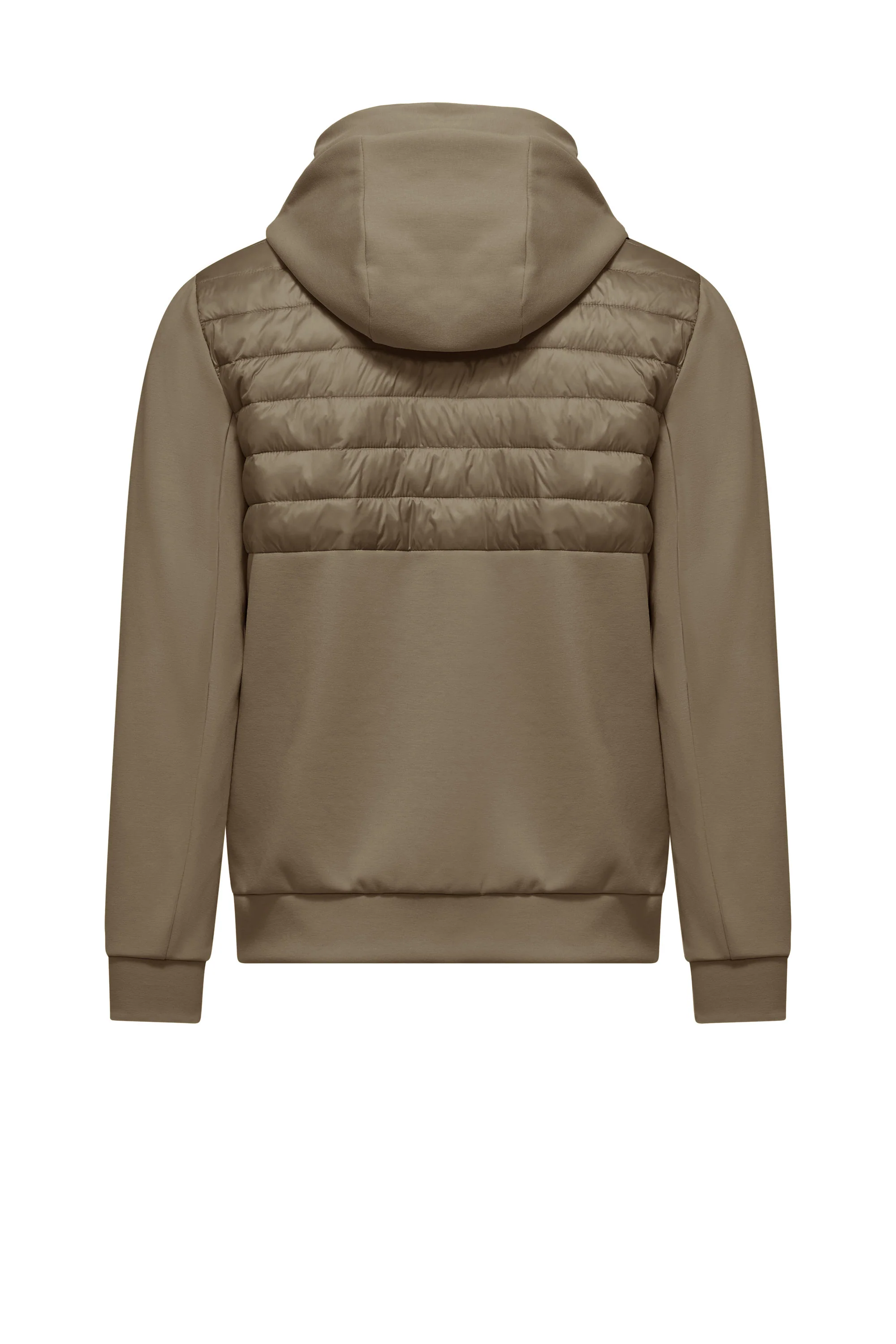 Giacca con cappuccio bimaterica in nylon e maglia - Image 3