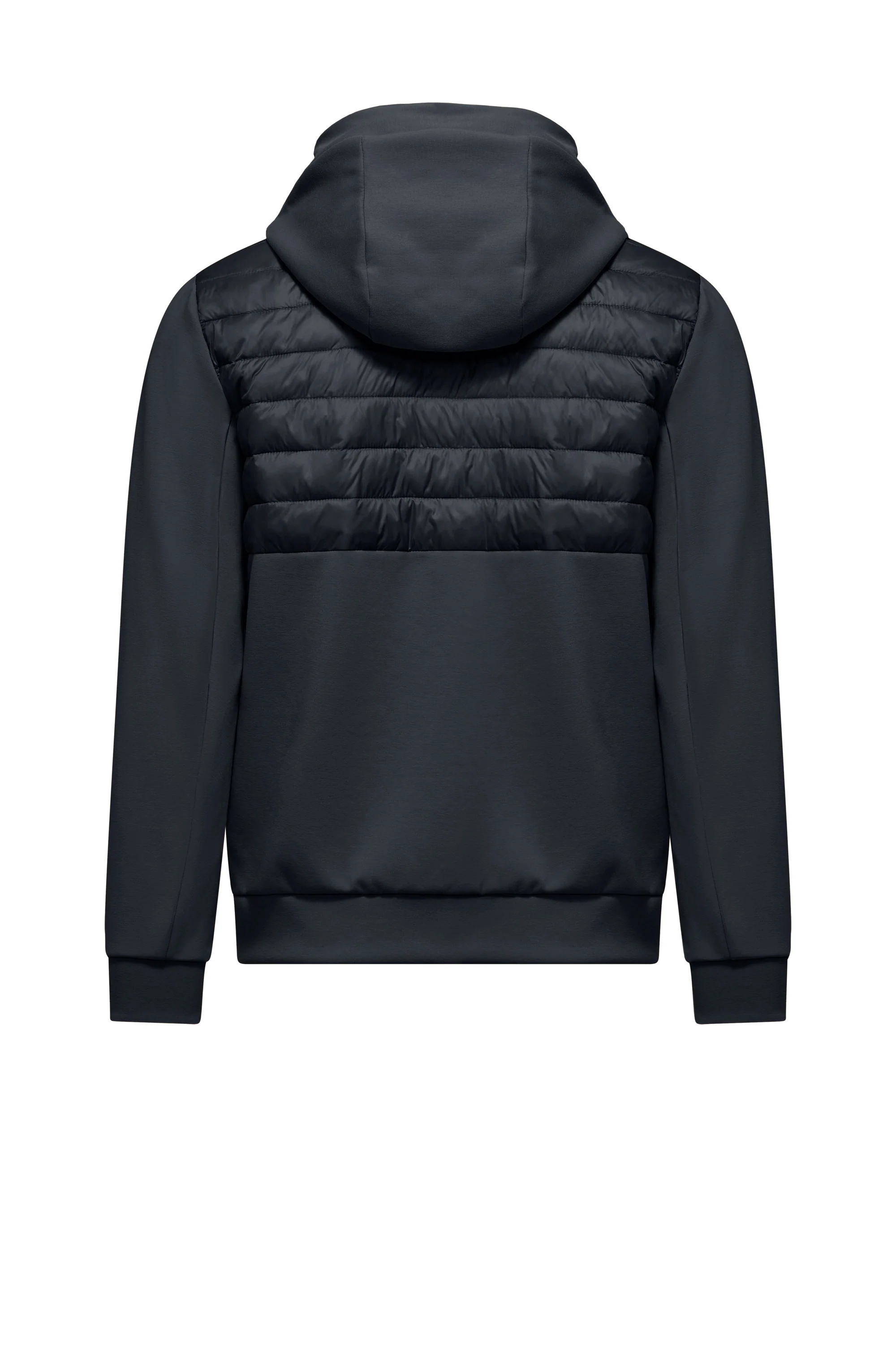 Giacca con cappuccio bimaterica in nylon e maglia - Image 9