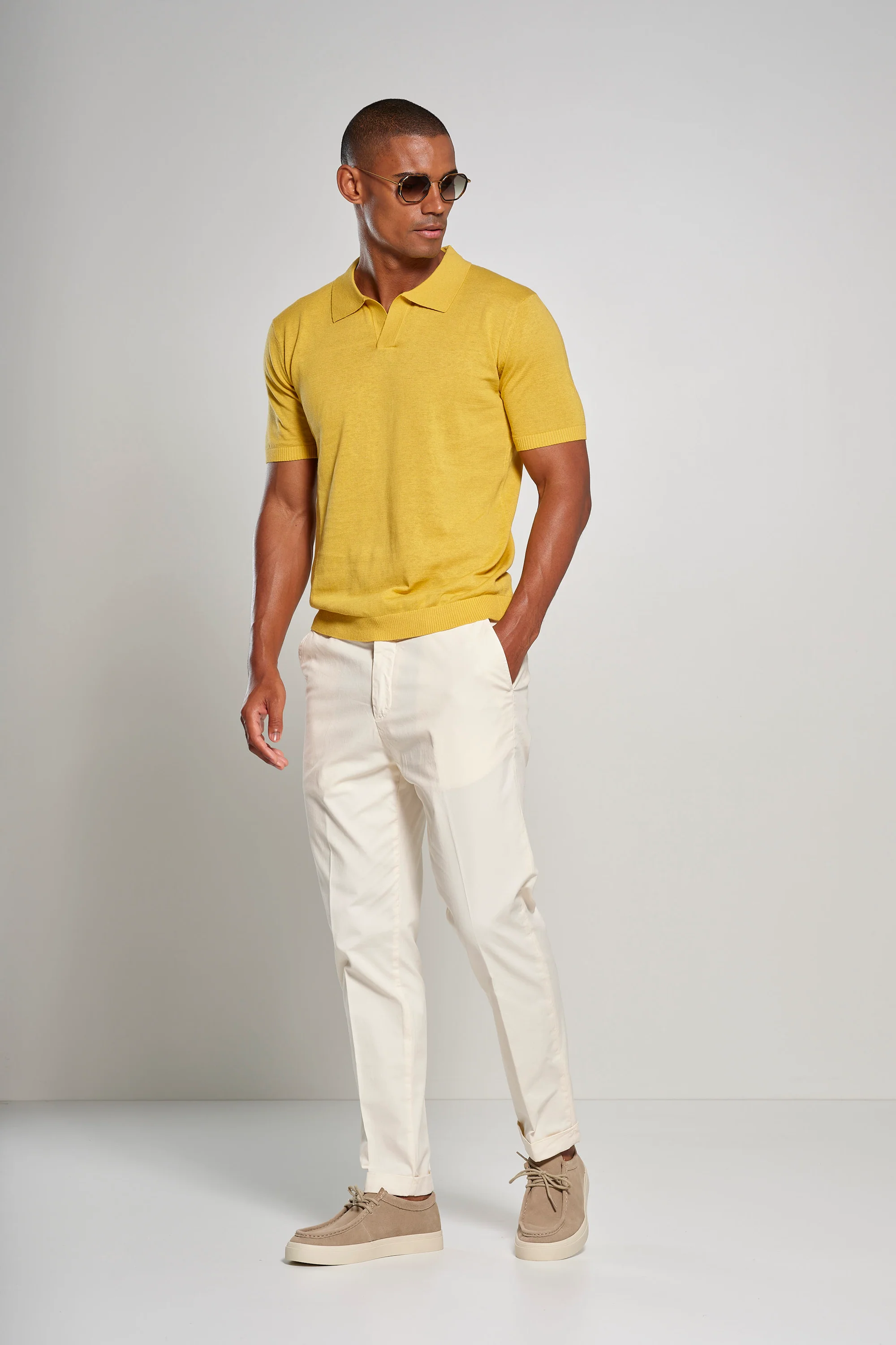 Maglia con colletto in lino e cotone - Image 3