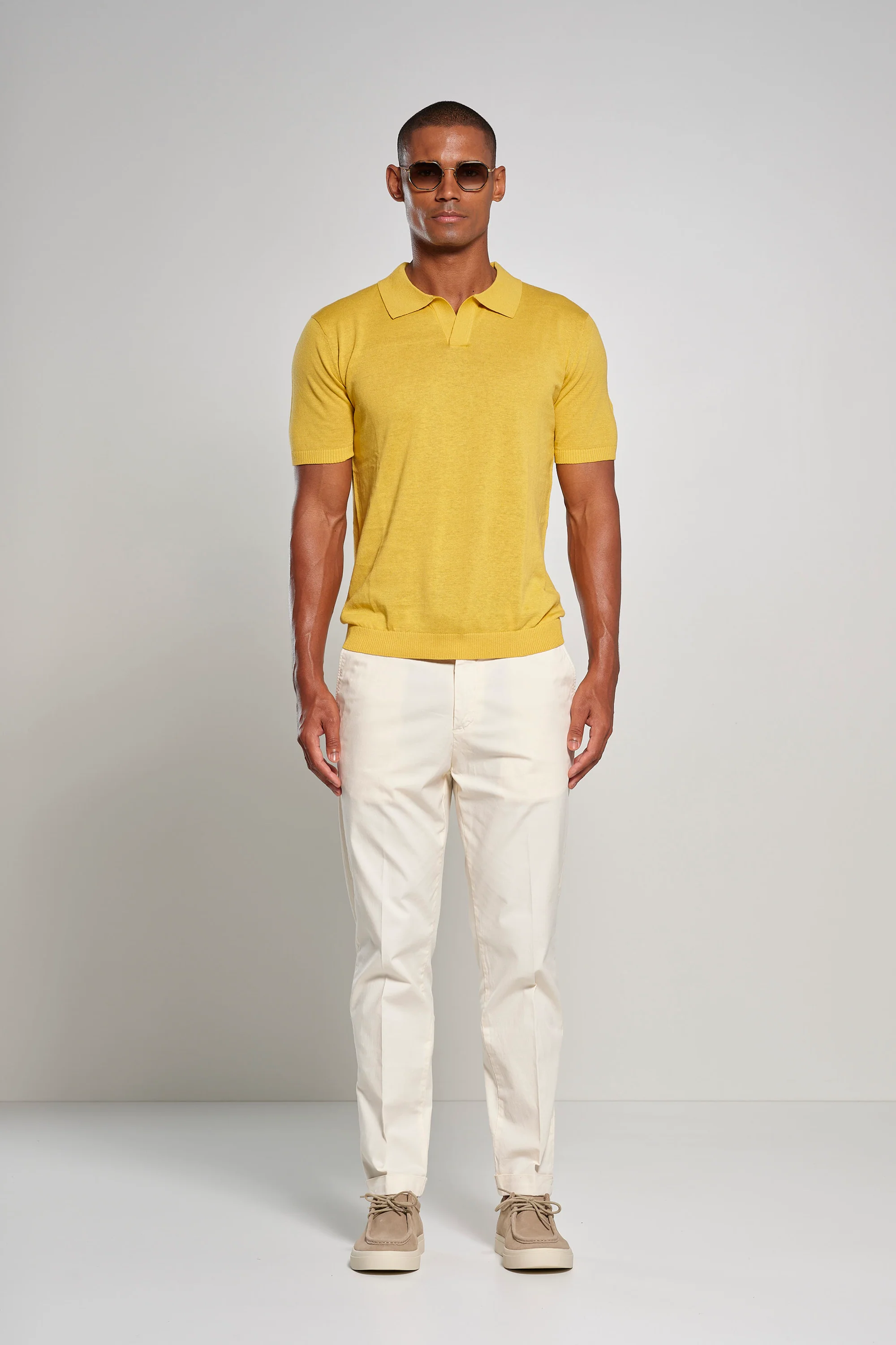 Maglia con colletto in lino e cotone - Image 4