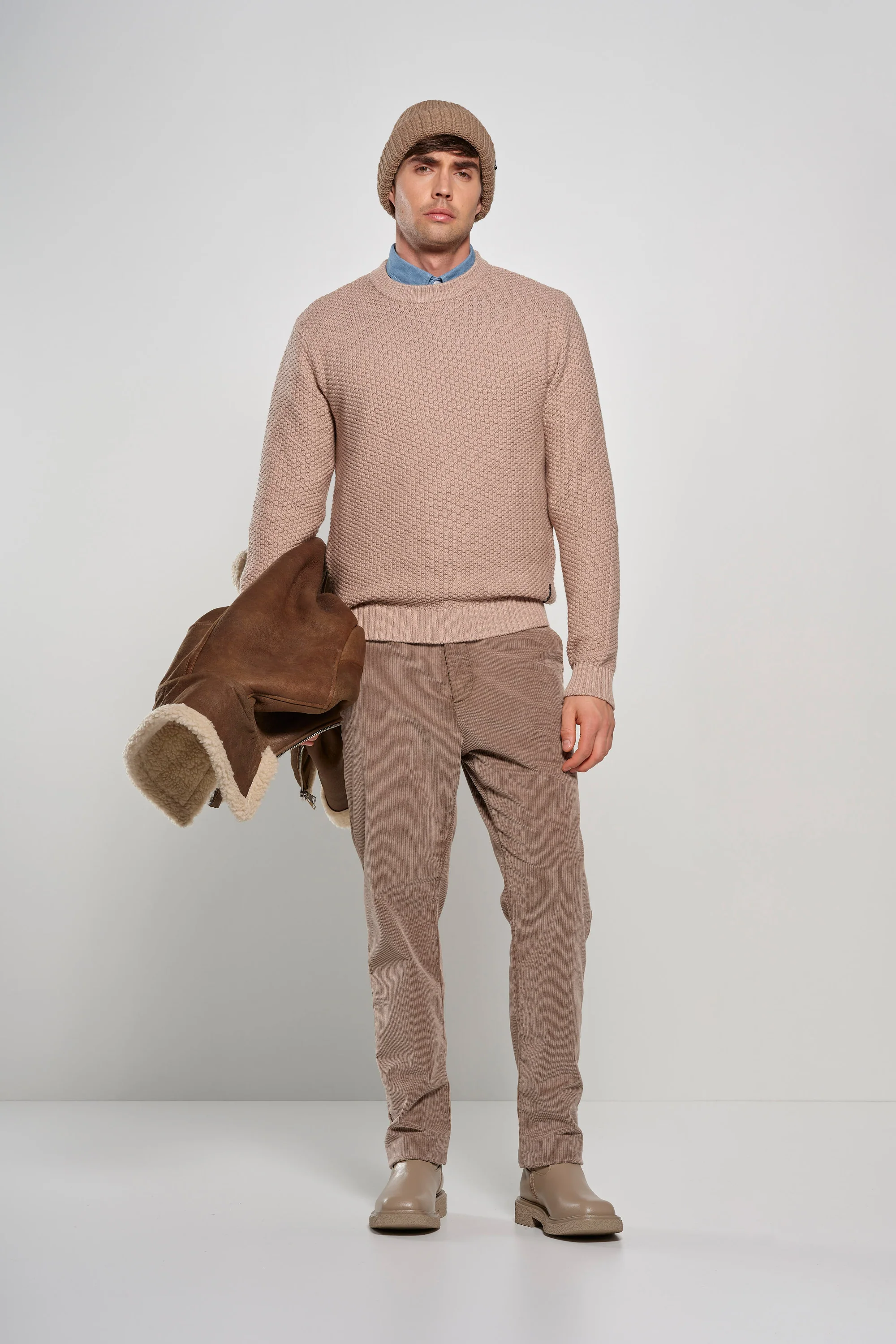 Maglione girocollo in misto cotone punto basket - Image 12