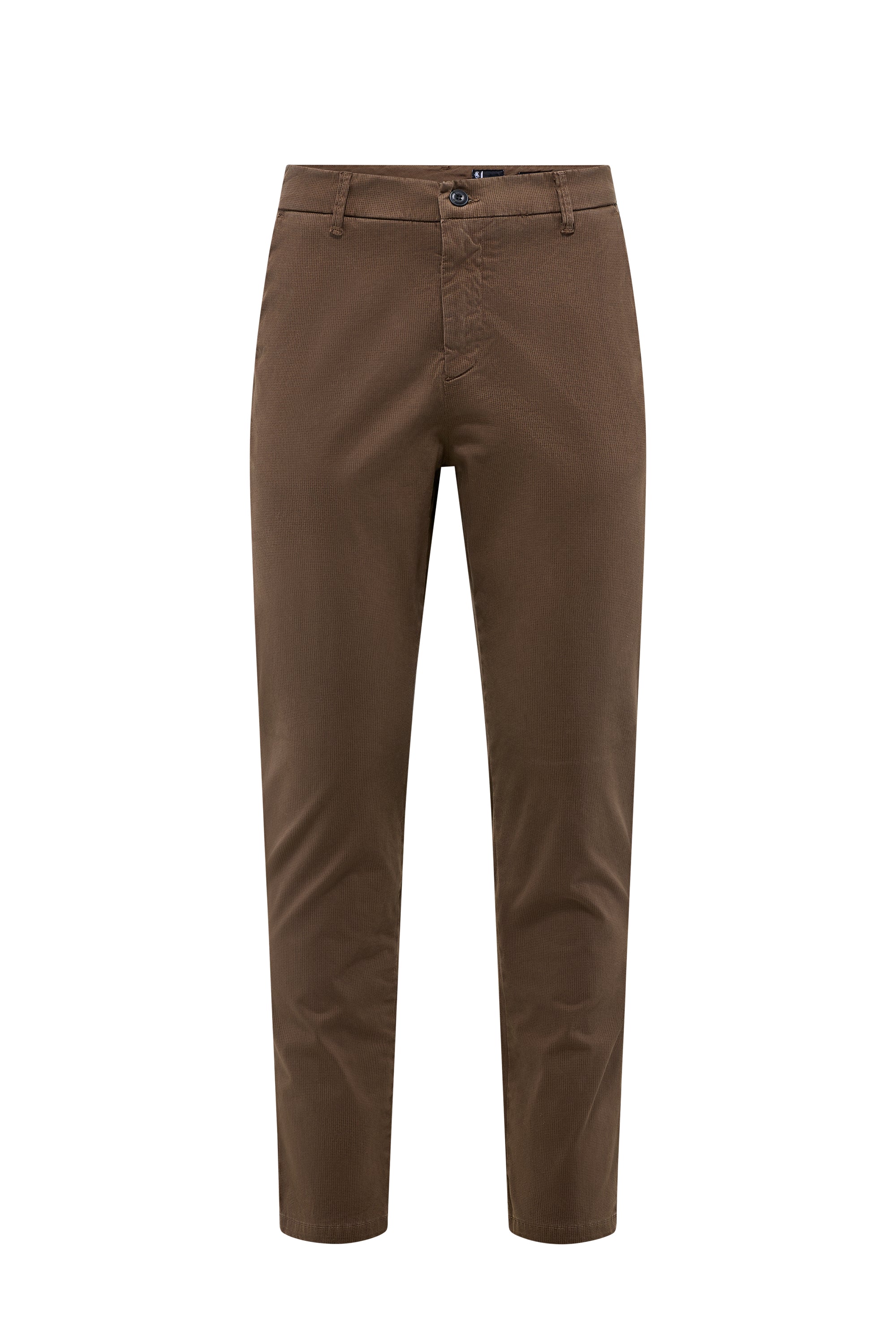 Pantalone chino slim fit in raso stretch con micro stampa