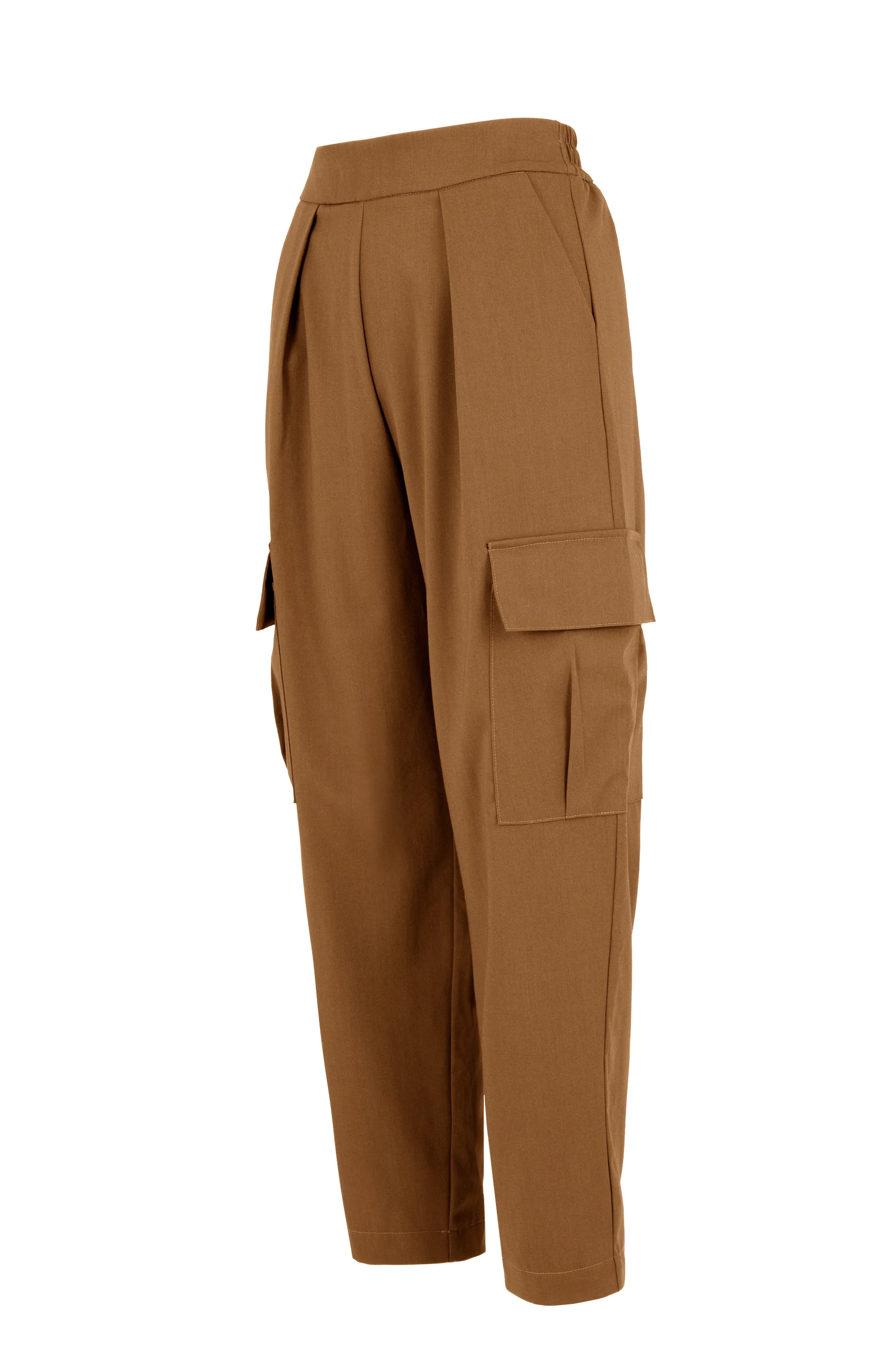 Pantaloni cargo donna in misto lana leggeri stile utility - Image 2