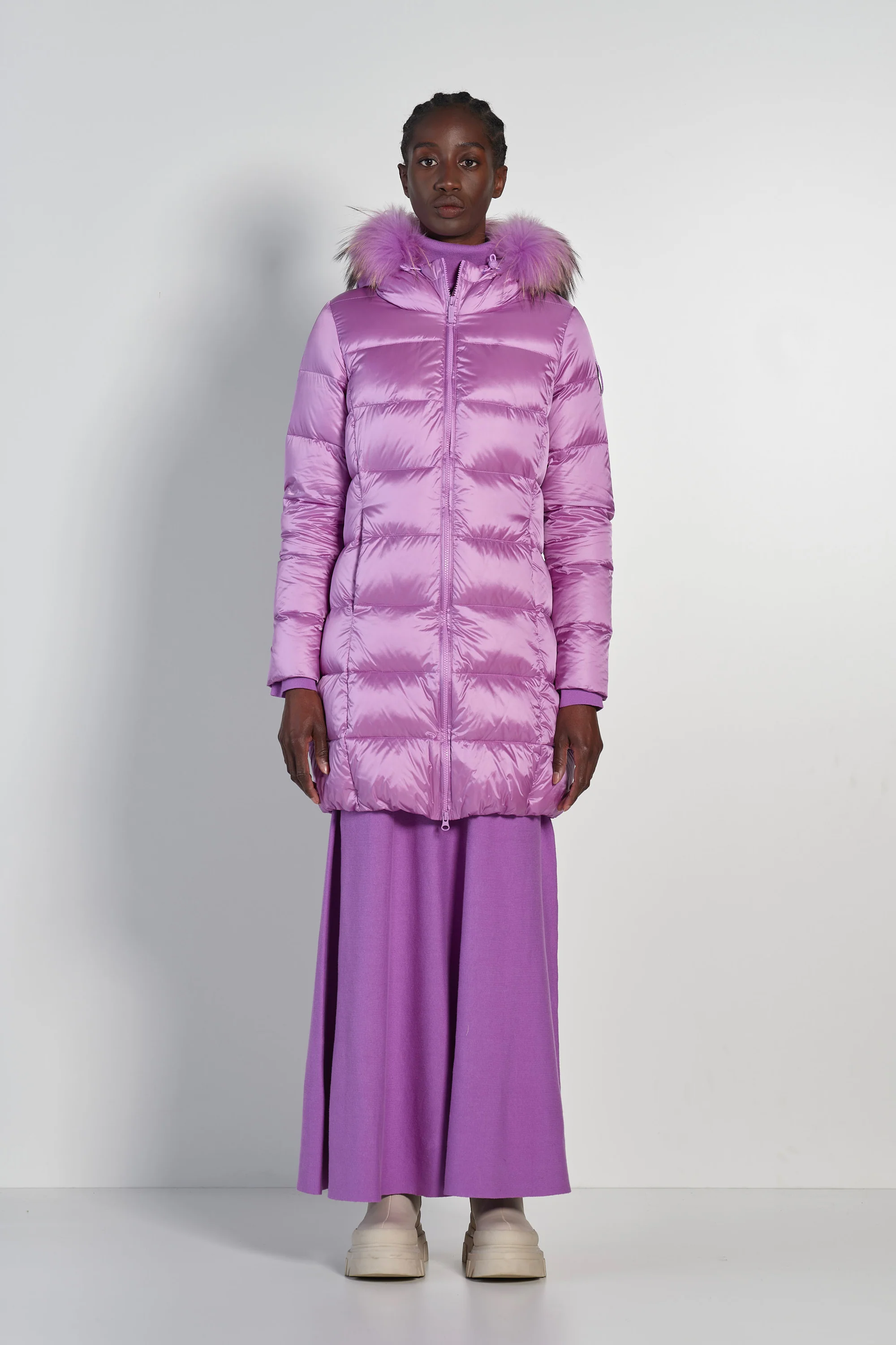 Piumino in Nylon Bright con Cappuccio in Pelliccia - Image 42