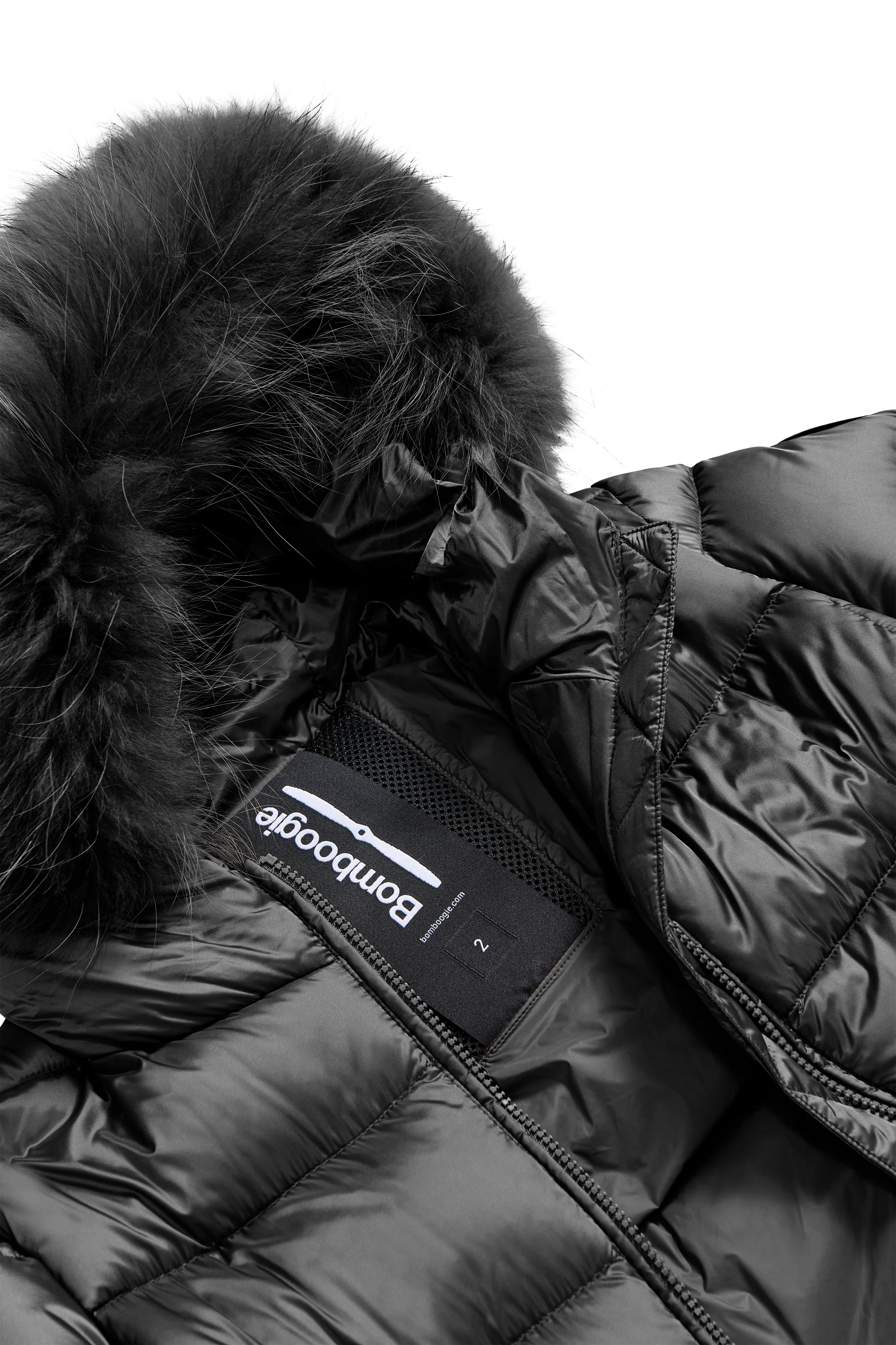 Piumino lungo da donna slim imbottito downproof windproof con cappuccio e pelliccia staccabile - Image 10