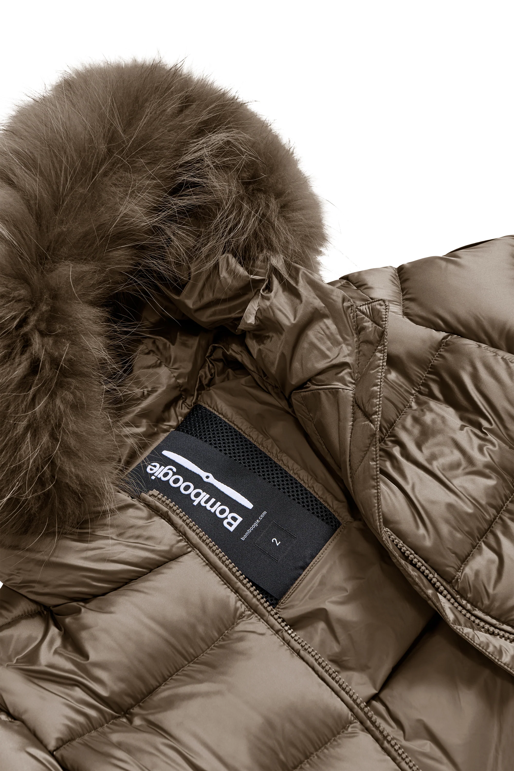 Piumino lungo da donna slim imbottito downproof windproof con cappuccio e pelliccia staccabile - Image 16
