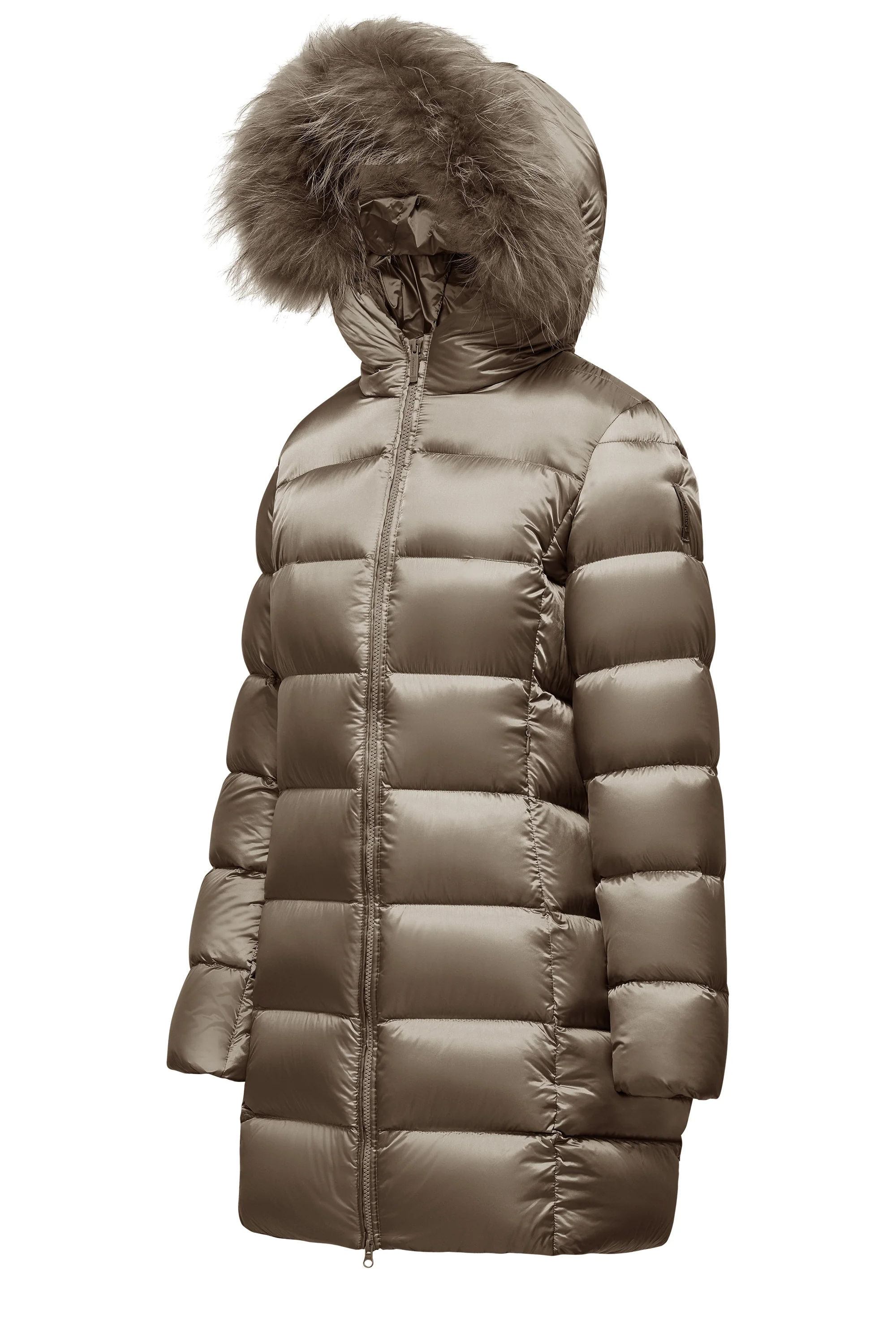 Piumino lungo da donna slim imbottito downproof windproof con cappuccio e pelliccia staccabile - Image 20