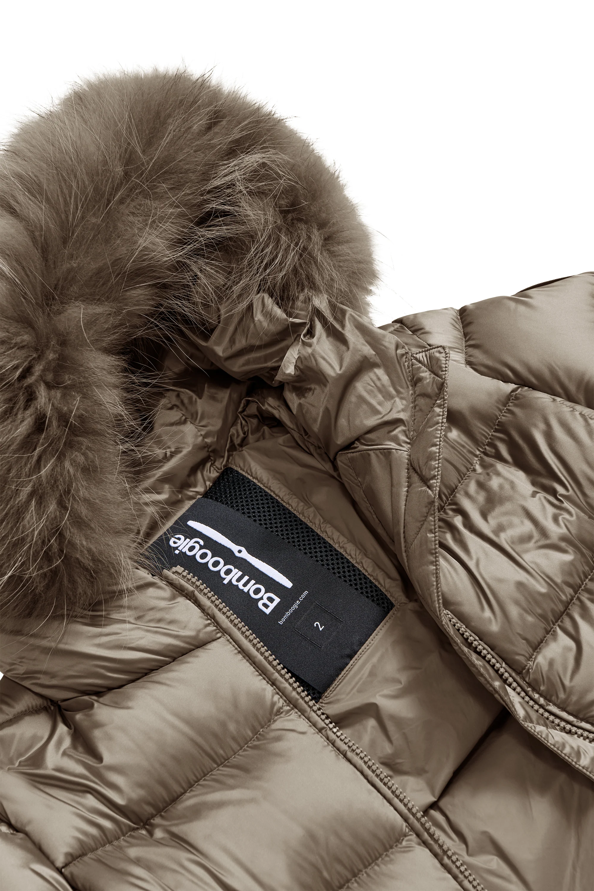 Piumino lungo da donna slim imbottito downproof windproof con cappuccio e pelliccia staccabile - Image 22