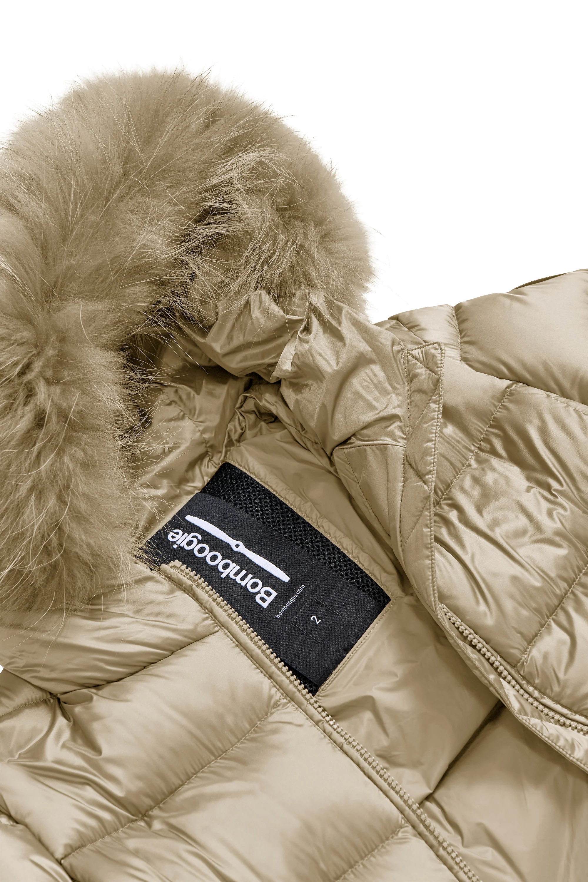 Piumino lungo da donna slim imbottito downproof windproof con cappuccio e pelliccia staccabile - Image 28