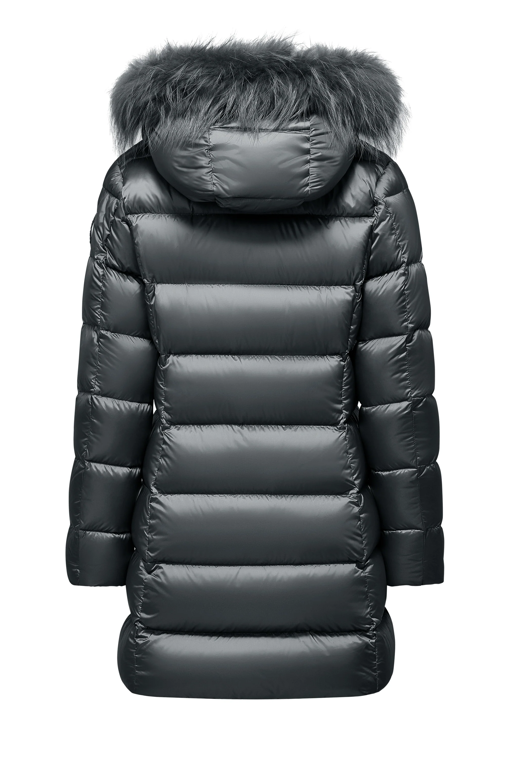 Piumino lungo da donna slim imbottito downproof windproof con cappuccio e pelliccia staccabile - Image 3
