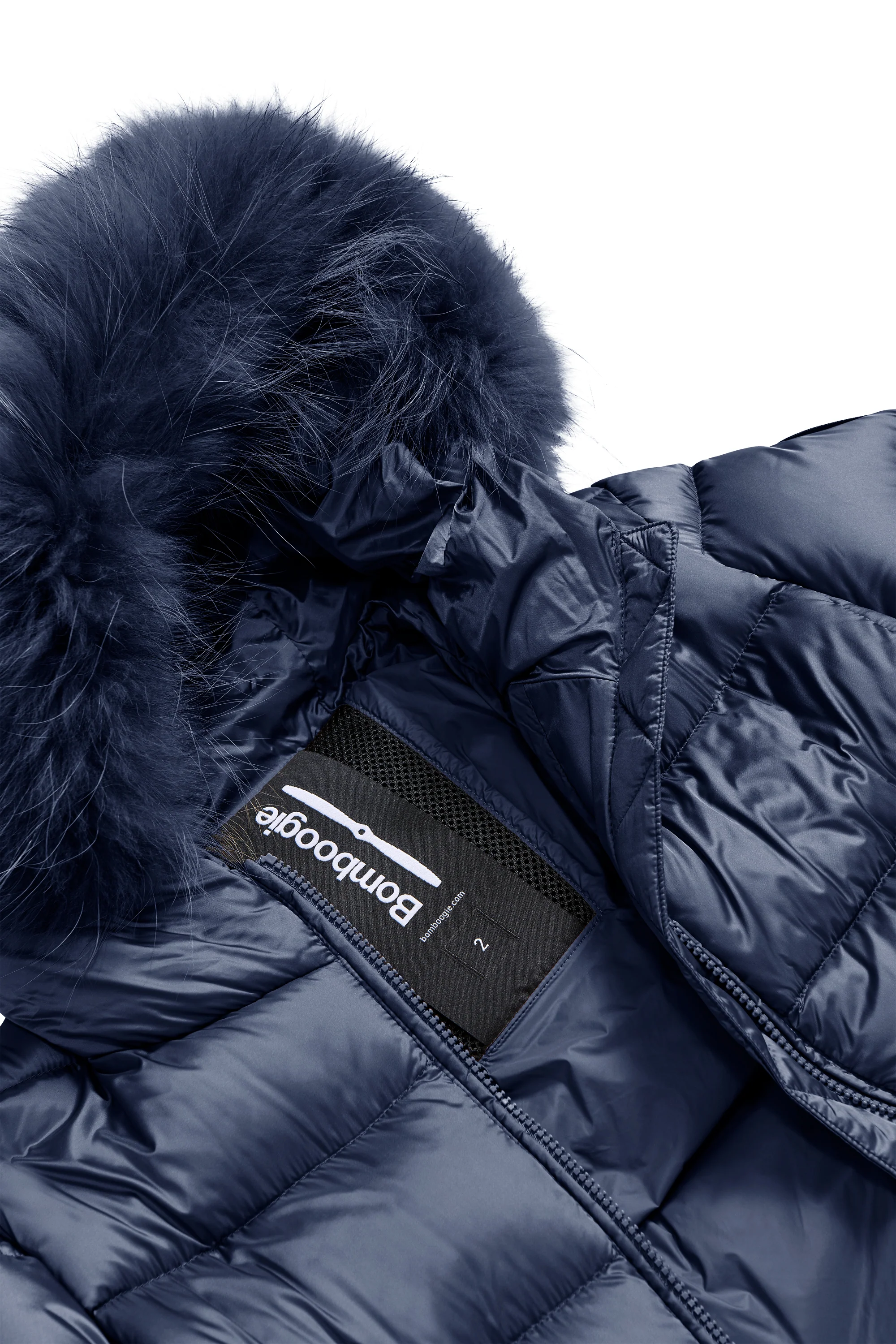 Piumino lungo da donna slim imbottito downproof windproof con cappuccio e pelliccia staccabile - Image 34