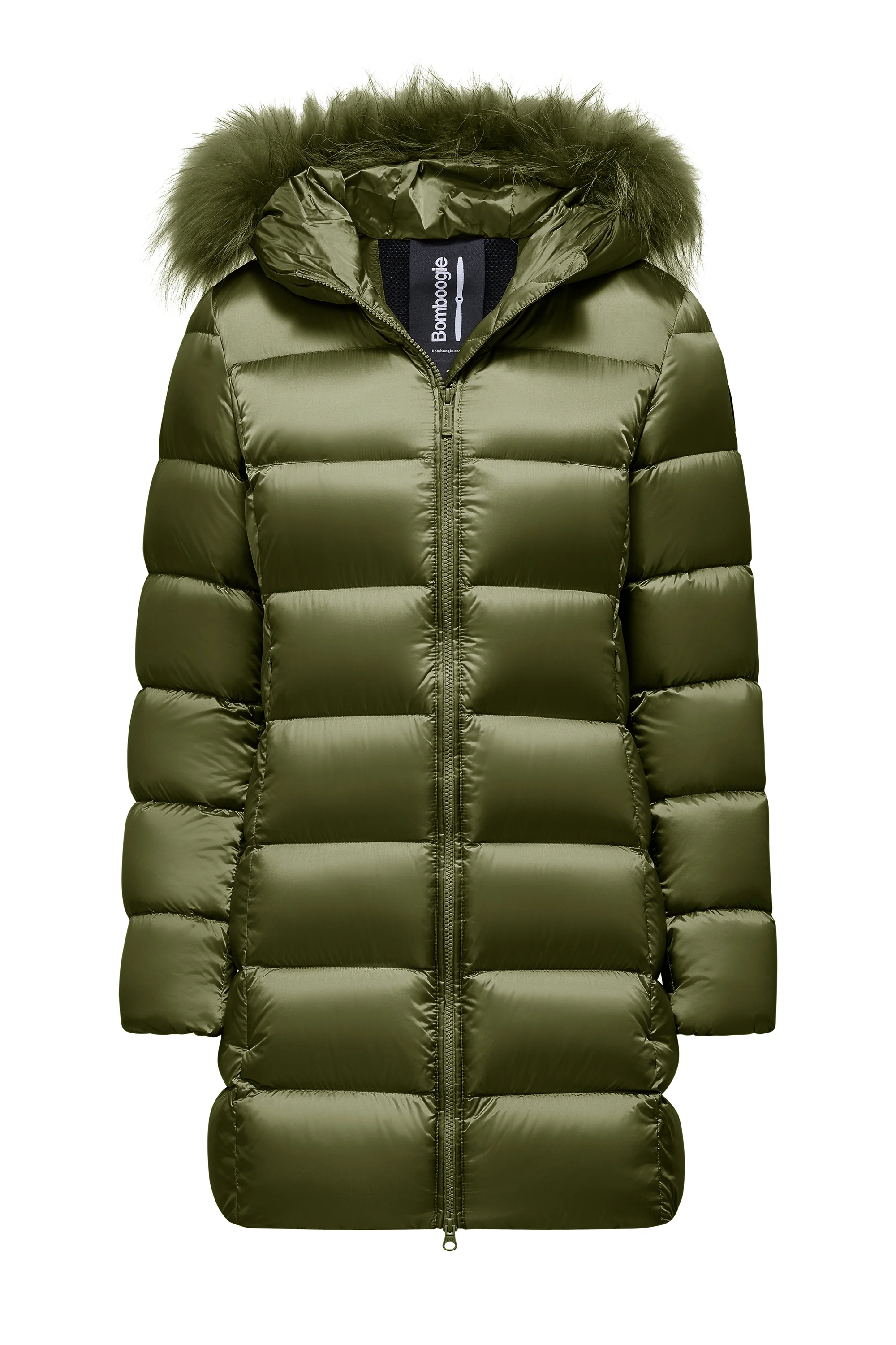 Piumino lungo da donna slim imbottito downproof windproof con cappuccio e pelliccia staccabile - Image 37