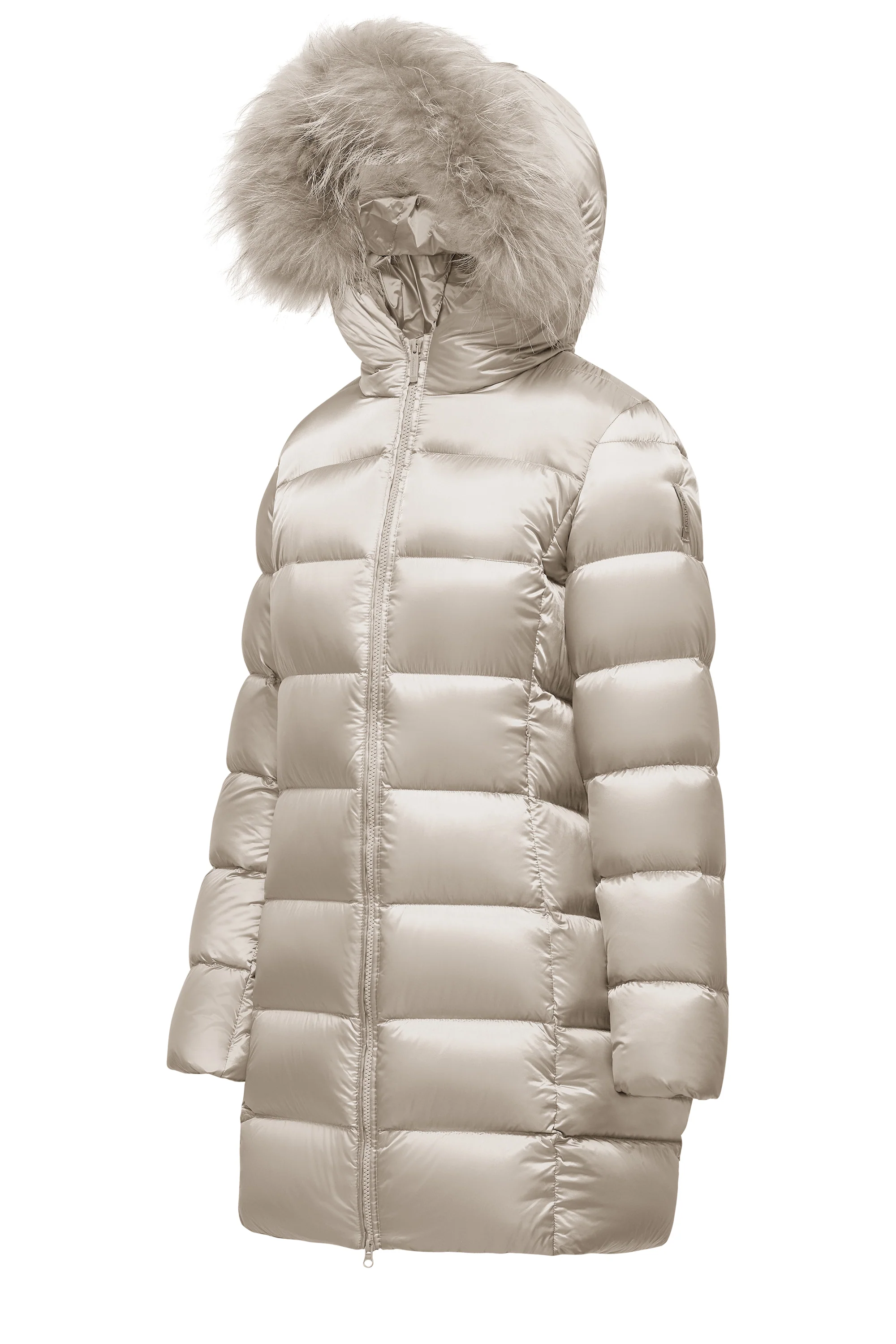 Piumino lungo da donna slim imbottito downproof windproof con cappuccio e pelliccia staccabile - Image 50