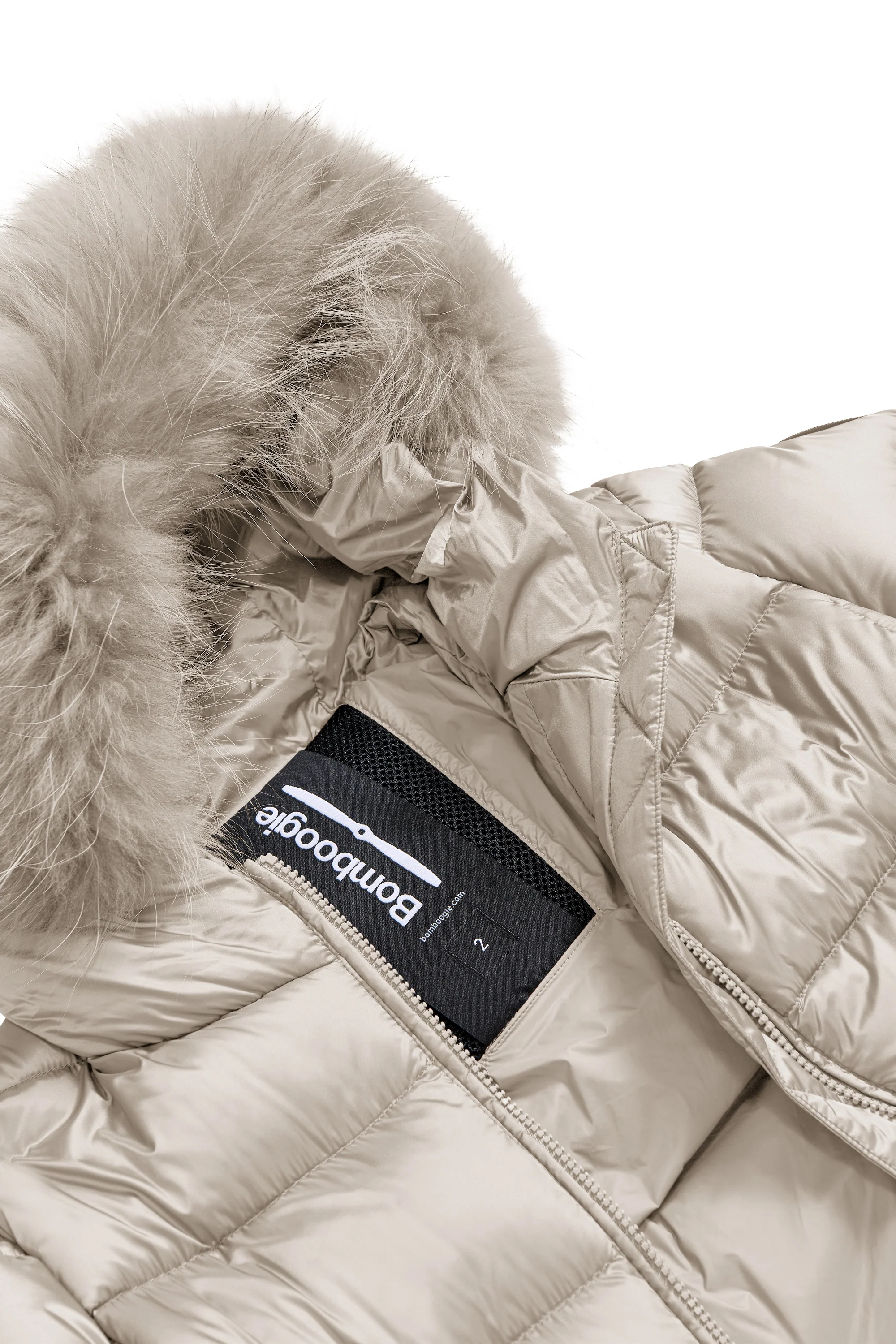 Piumino lungo da donna slim imbottito downproof windproof con cappuccio e pelliccia staccabile - Image 52