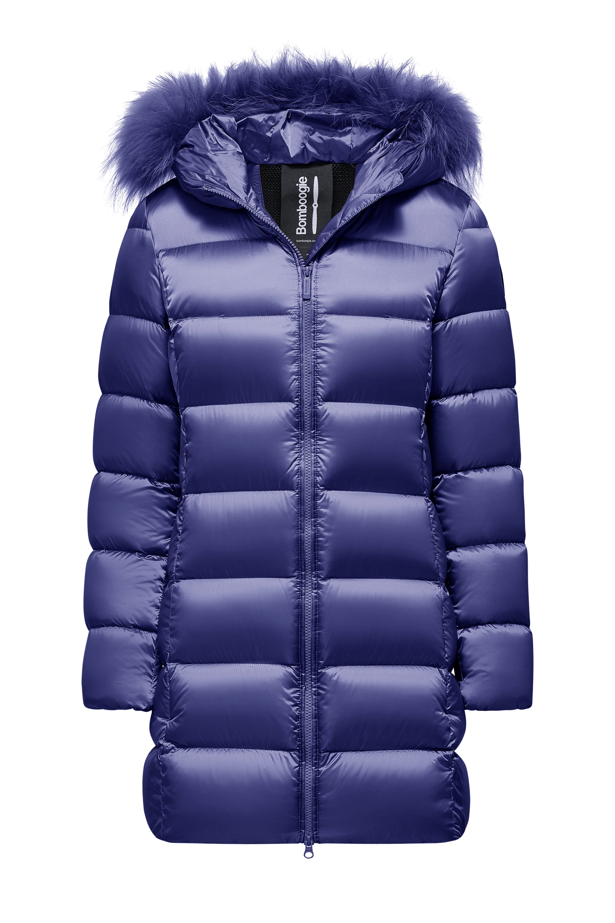 Piumino lungo da donna slim imbottito downproof windproof con cappuccio e pelliccia staccabile - Image 55